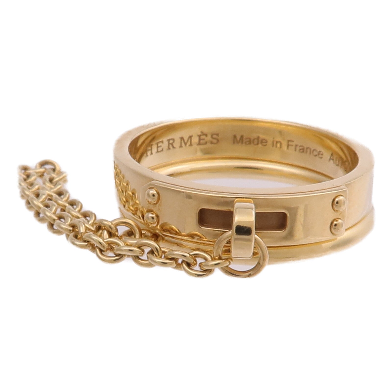 HERMES 18K黃金Bague Kelly TPM Double戒指Hermes#50/US#5.25
