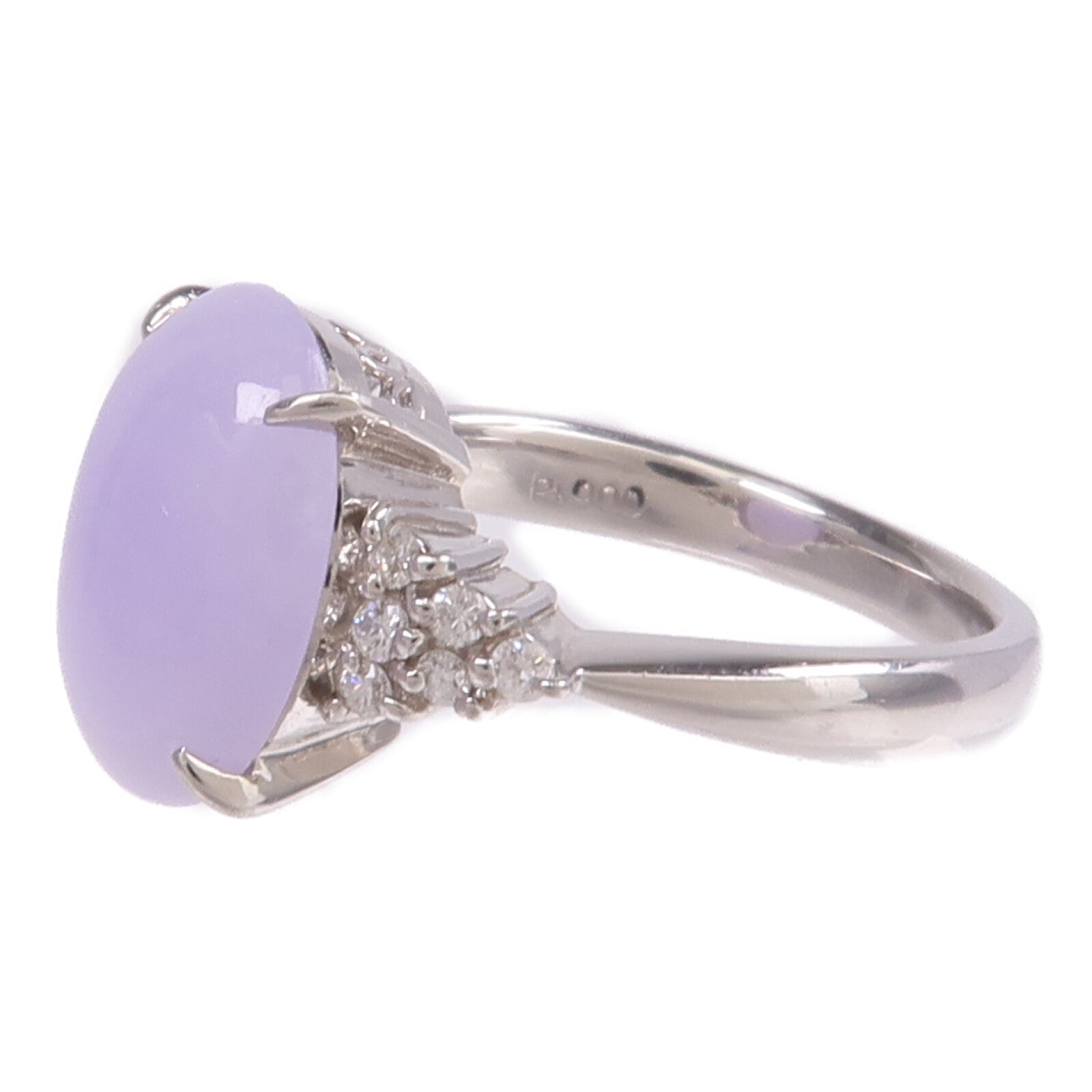 JEWELRY PT900鉑金Lavender Jade Diamond Ring薰衣草翡翠/鑽石戒指US#6.75