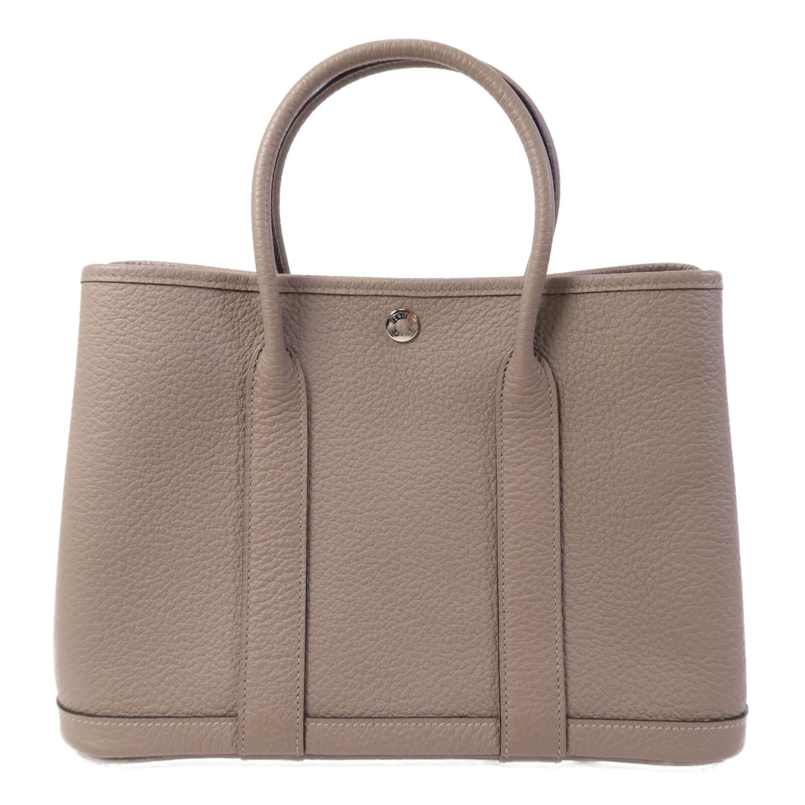 HERMES Negonda皮革Garden Party TPM銀扣手挽袋Gris Asphalte