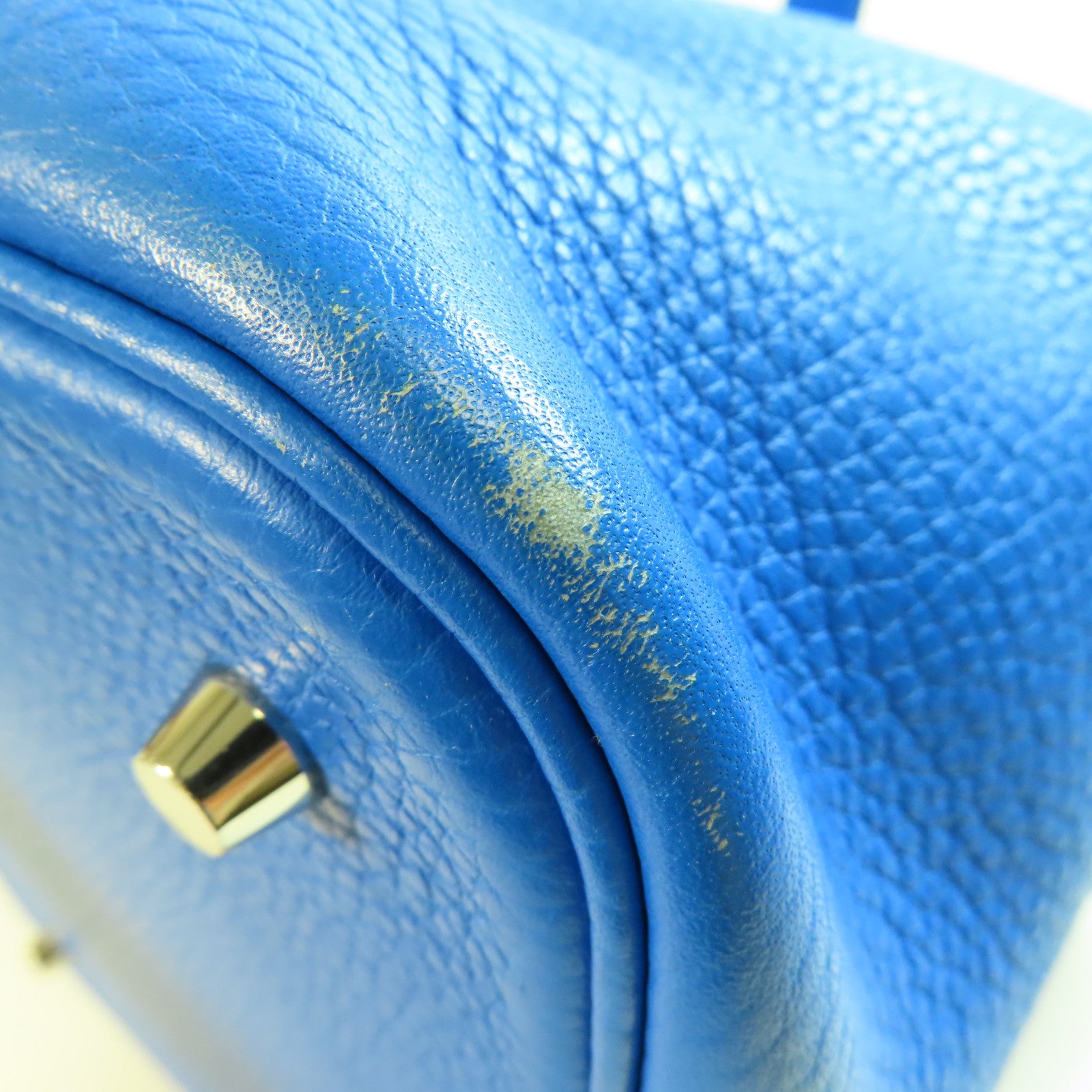HERMES PHW Picotin MM Handbag Tote Clemence Leather Bleu Hydra