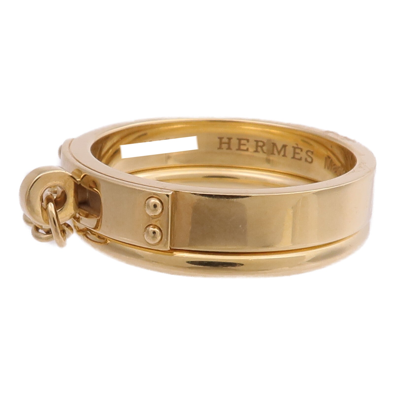 HERMES 18K黃金Bague Kelly TPM Double戒指Hermes#50/US#5.25