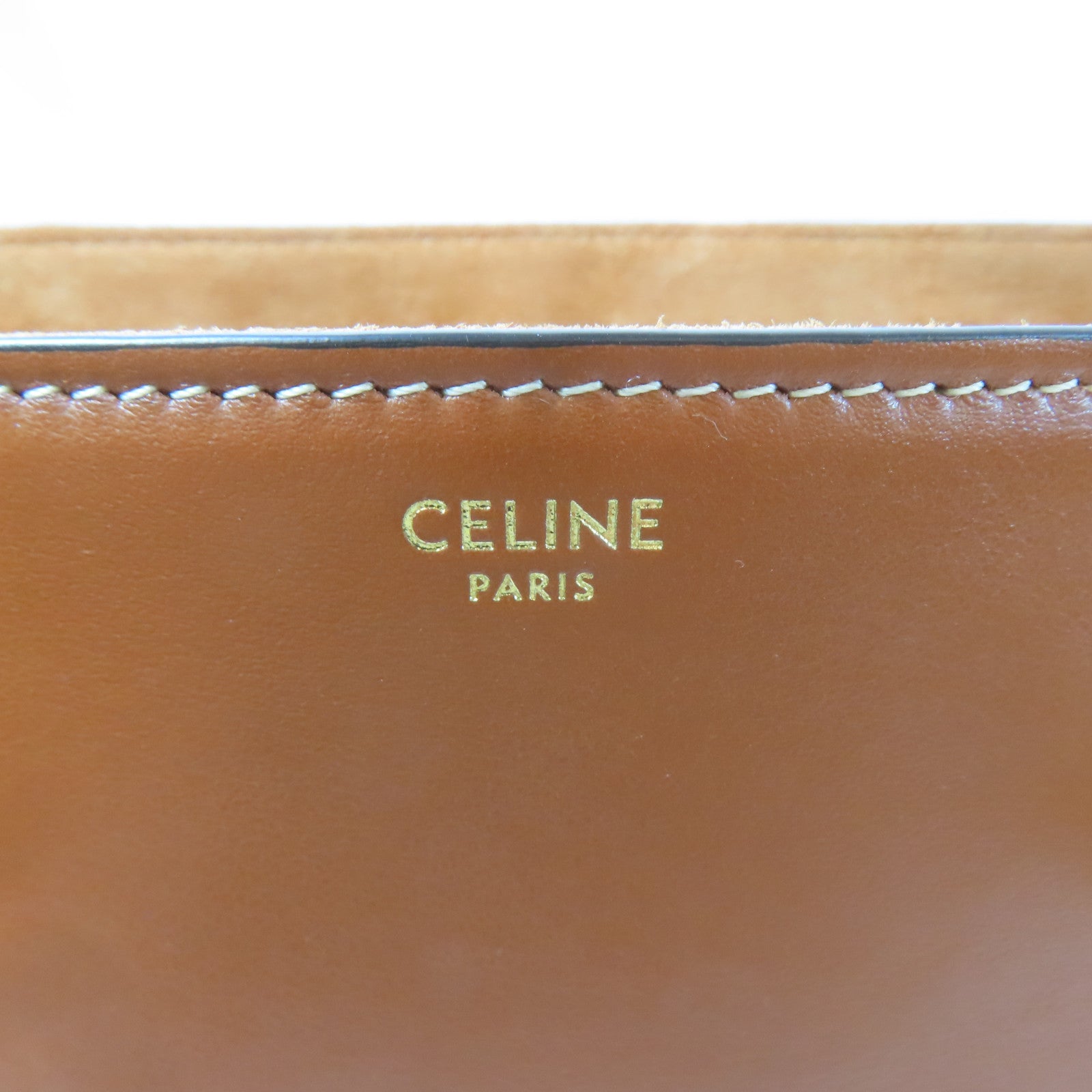 CELINE 牛皮皮革Soft 16 Small金扣肩背袋啡色
