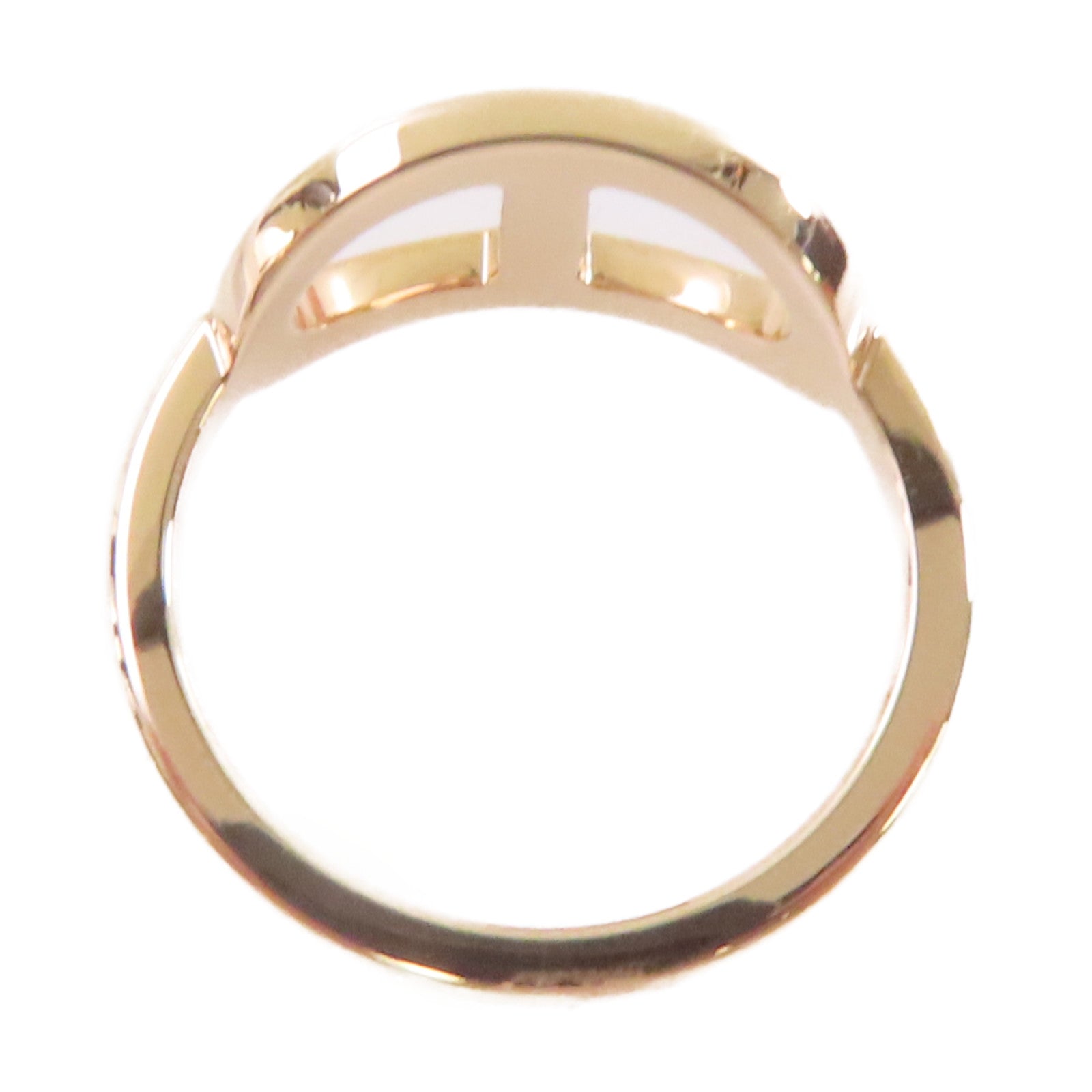 HERMES **【激減優惠】18K玫瑰金/鑽石Bague Chaine d'ancre Ring戒指#49/US#5
