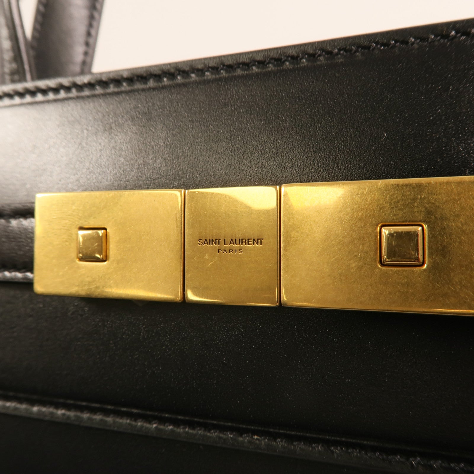 SAINT LAURENT 牛皮皮革Manhattan金扣手挽肩背兩用袋