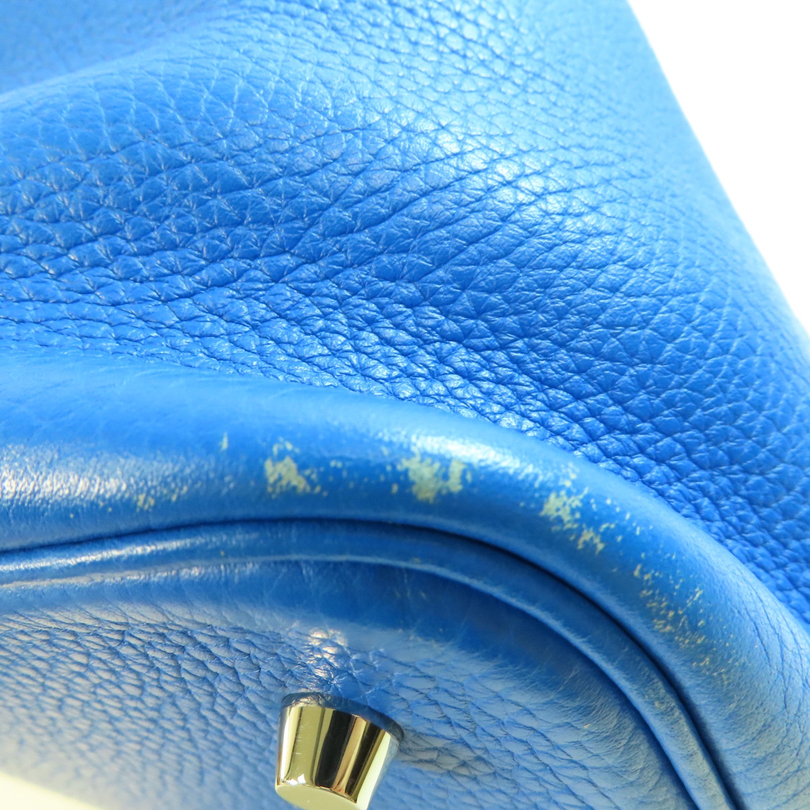 HERMES PHW Picotin MM Handbag Tote Clemence Leather Bleu Hydra