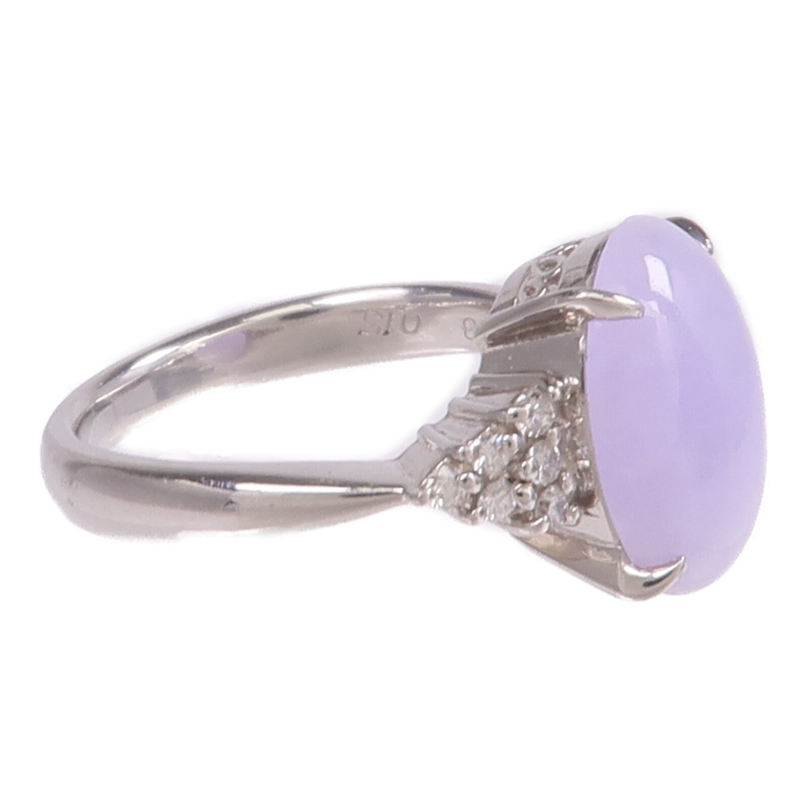 JEWELRY PT900鉑金Lavender Jade Diamond Ring薰衣草翡翠/鑽石戒指US#6.75