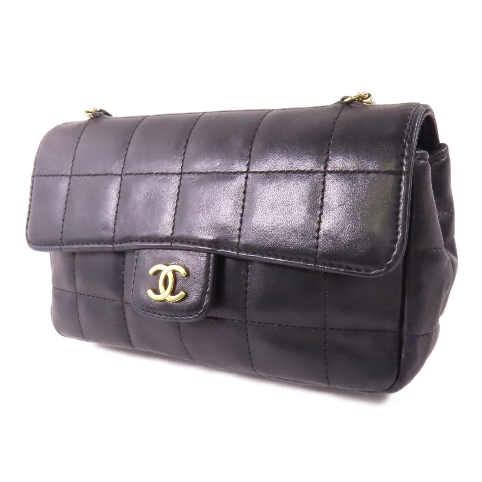 CHANEL 牛皮皮革Chain Shoulder金扣鏈帶肩背袋