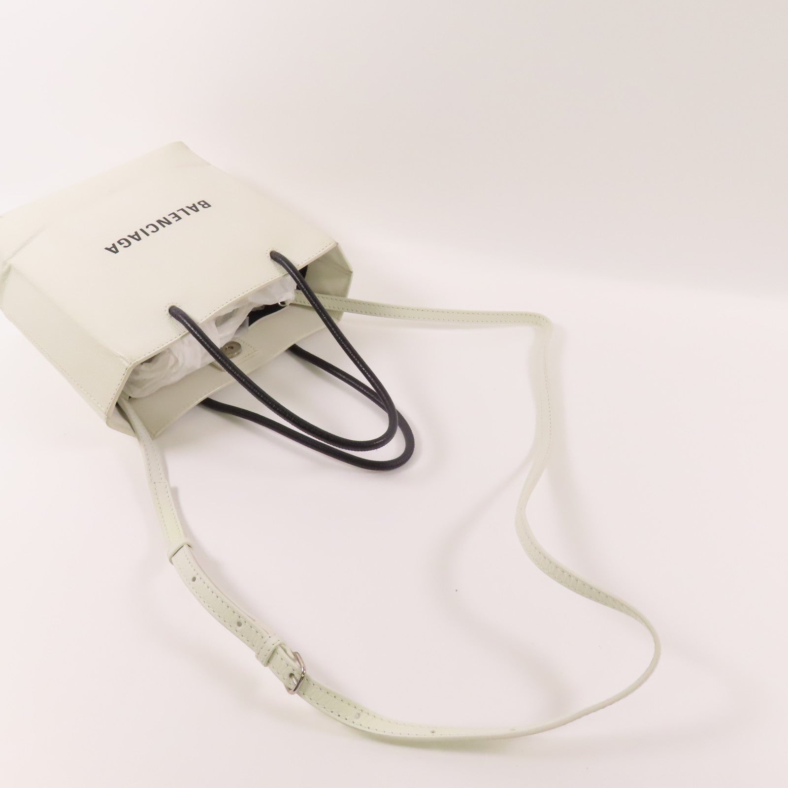 BALENCIAGA SHW Shopping Tote XXS 2 Way Shoulder Bag 597858 Leather White