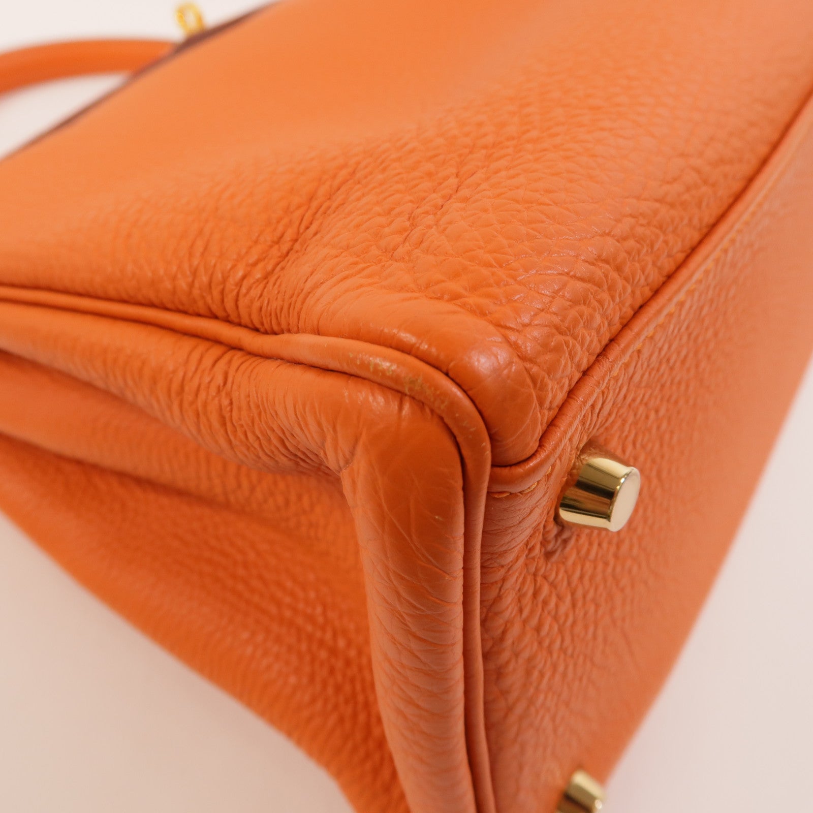 HERMES Clemence皮革Kelly 35手挽肩背兩用袋Orange