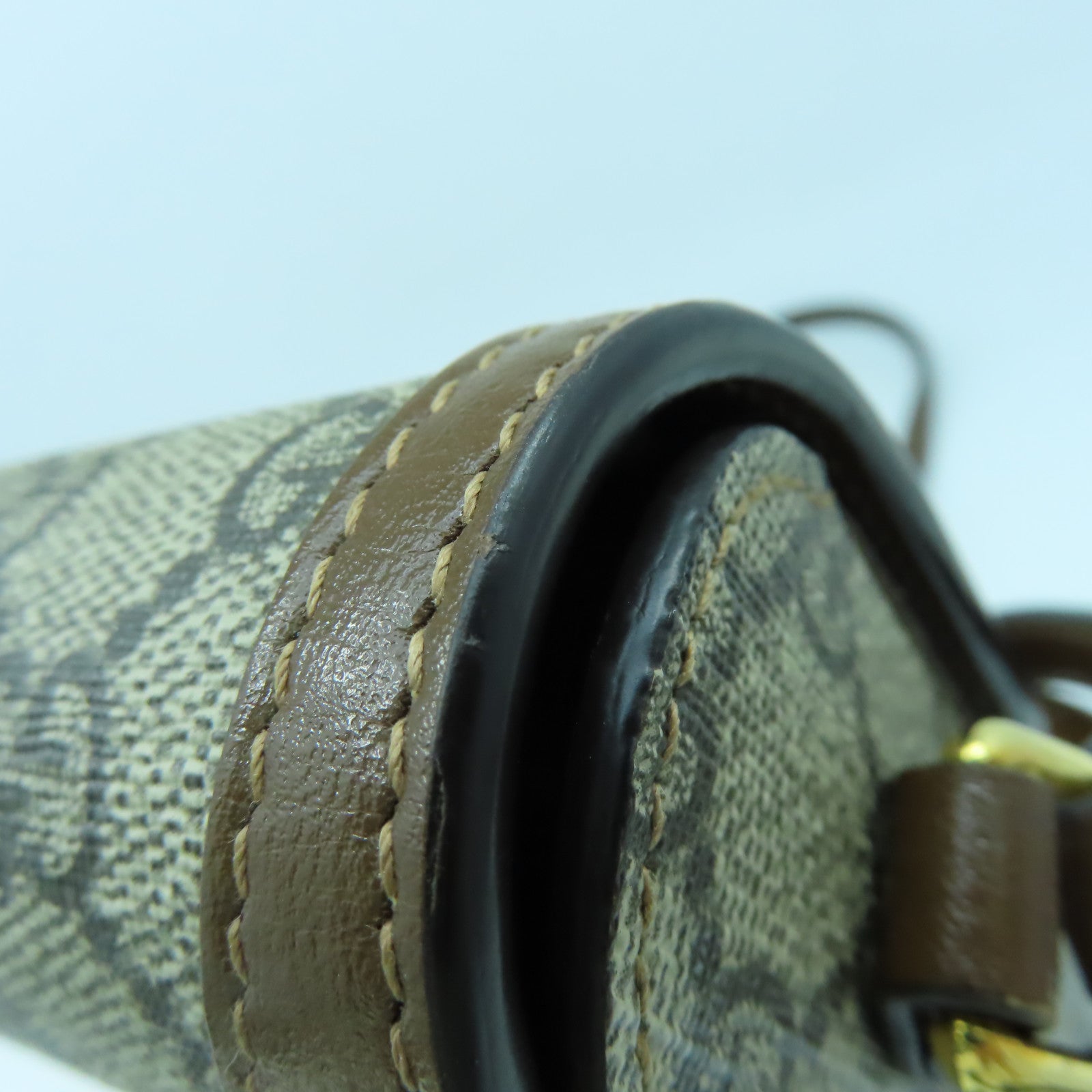 GUCCI 塗層帆布Mini Horsebit 1955金扣肩背袋啡色