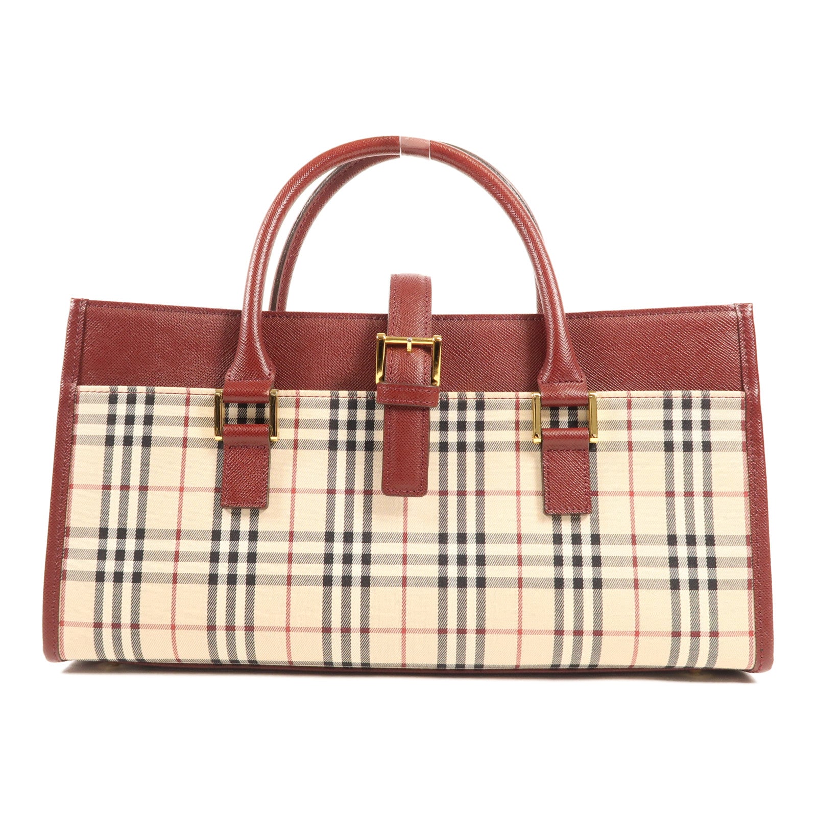 BURBERRY 帆布/牛皮皮革Hand Bag金扣手挽袋