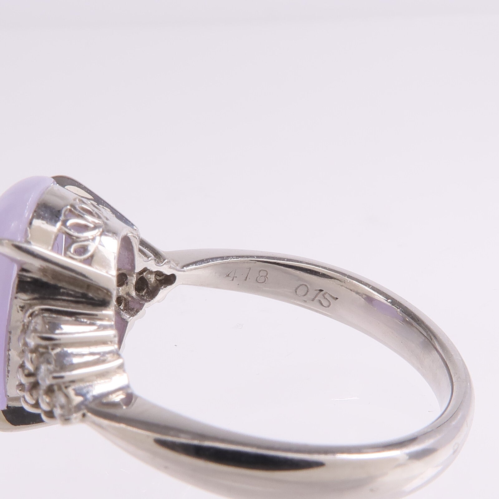 JEWELRY PT900鉑金Lavender Jade Diamond Ring薰衣草翡翠/鑽石戒指US#6.75
