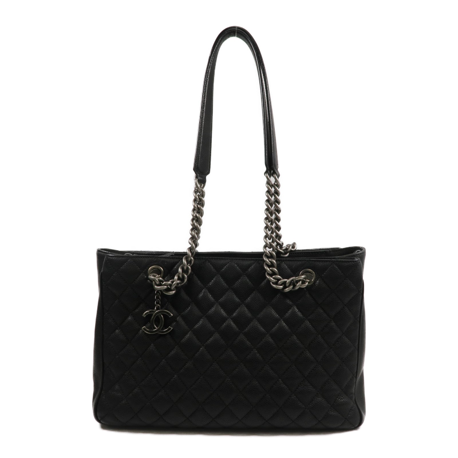 CHANEL 牛皮皮革Chain Shoulder銀扣鏈帶肩背袋