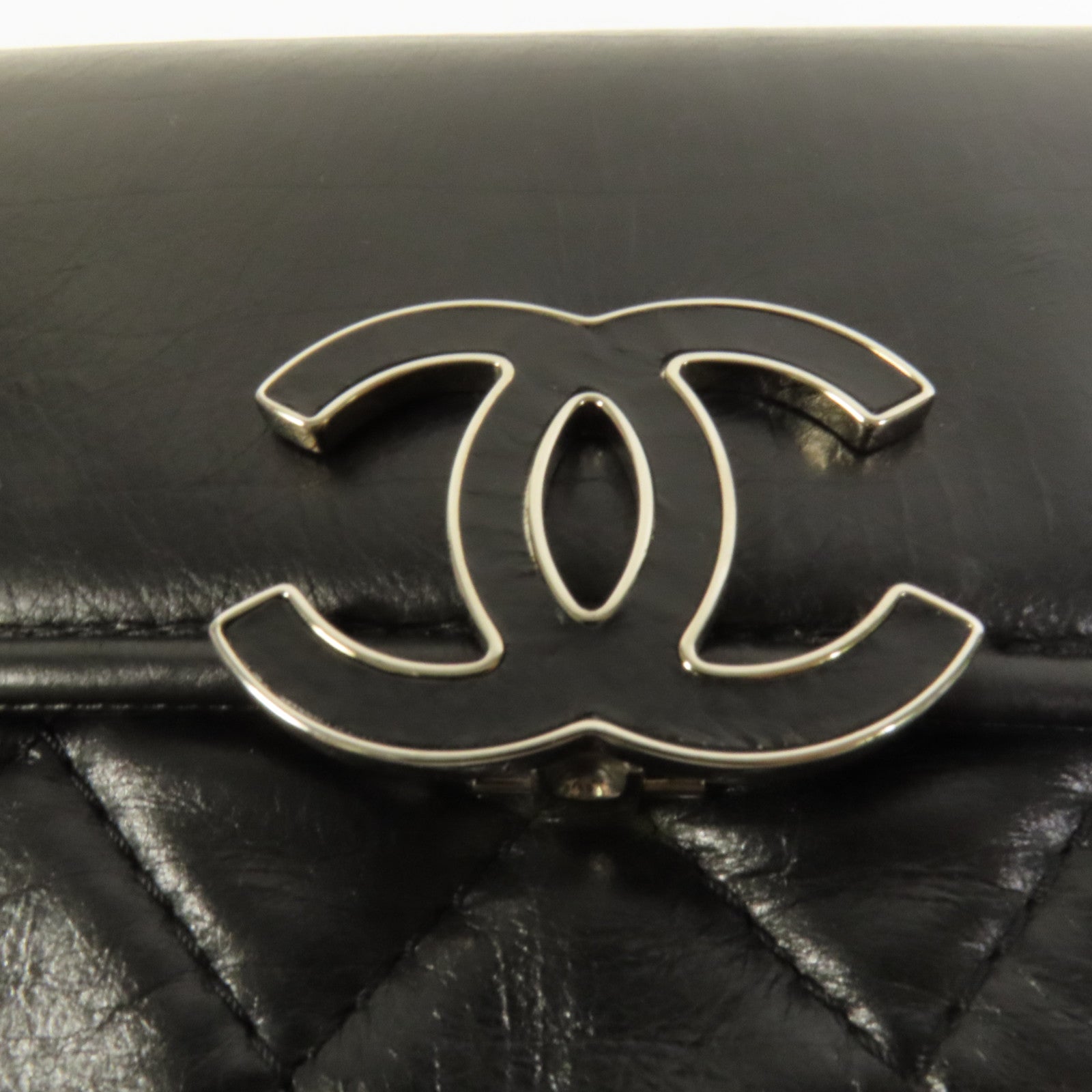 CHANEL 牛皮皮革Chain Shoulder銀扣肩背袋