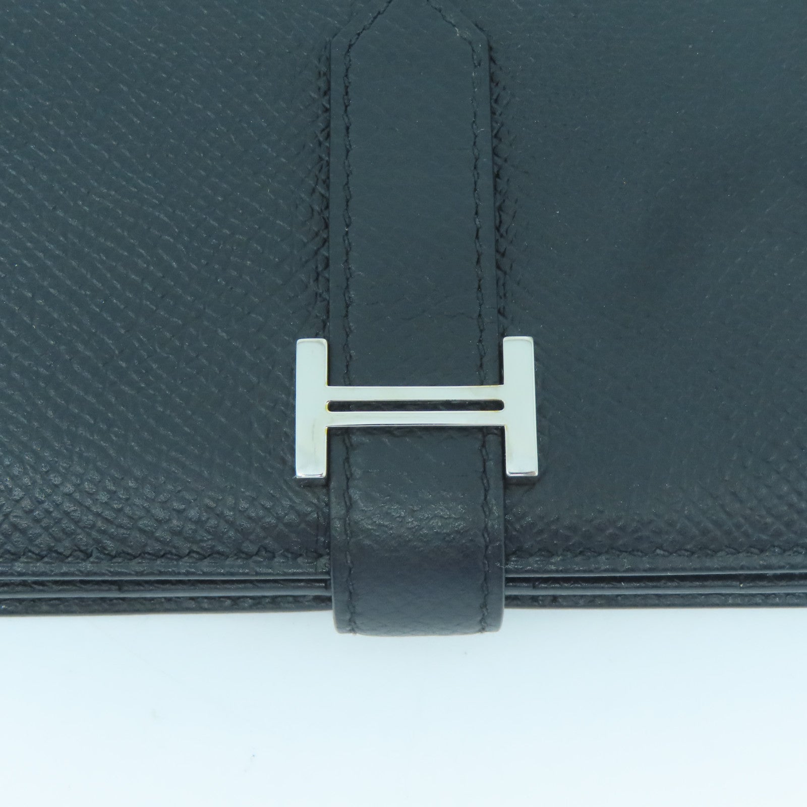 HERMES 【清倉大減價】Epsom皮革Bearn bi-fold銀扣長錢包經典黑色