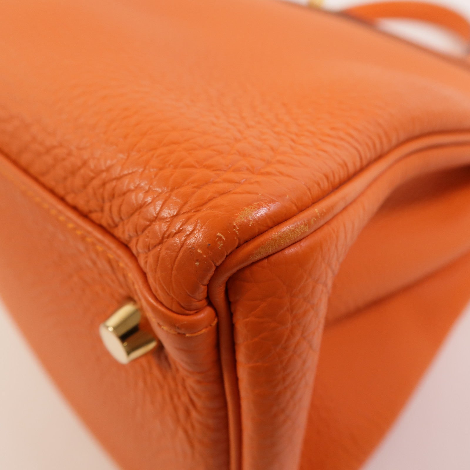 HERMES Clemence皮革Kelly 35手挽肩背兩用袋Orange
