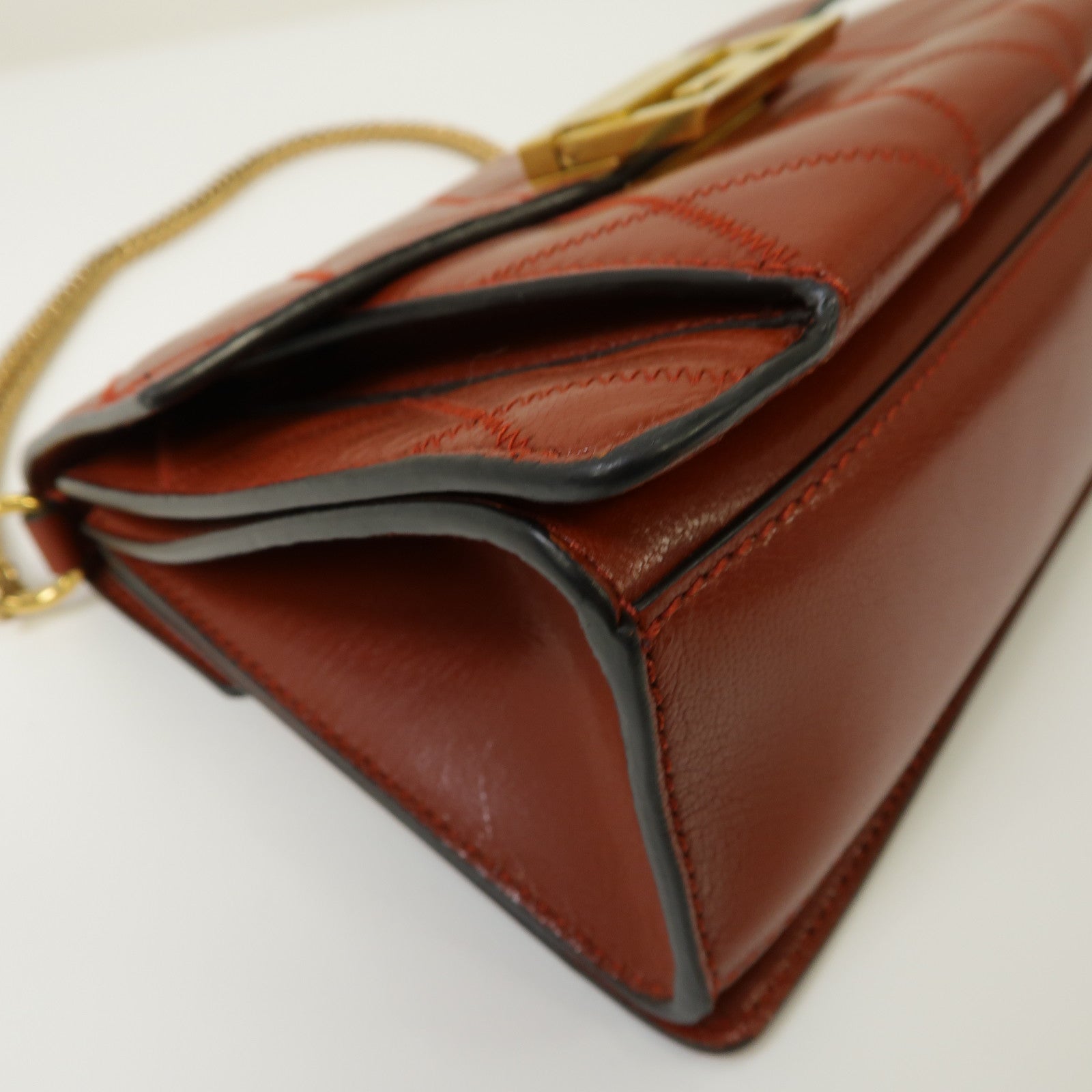 GIVENCHY 牛皮皮革Shoulder Bag金扣手挽肩背兩用袋紅色