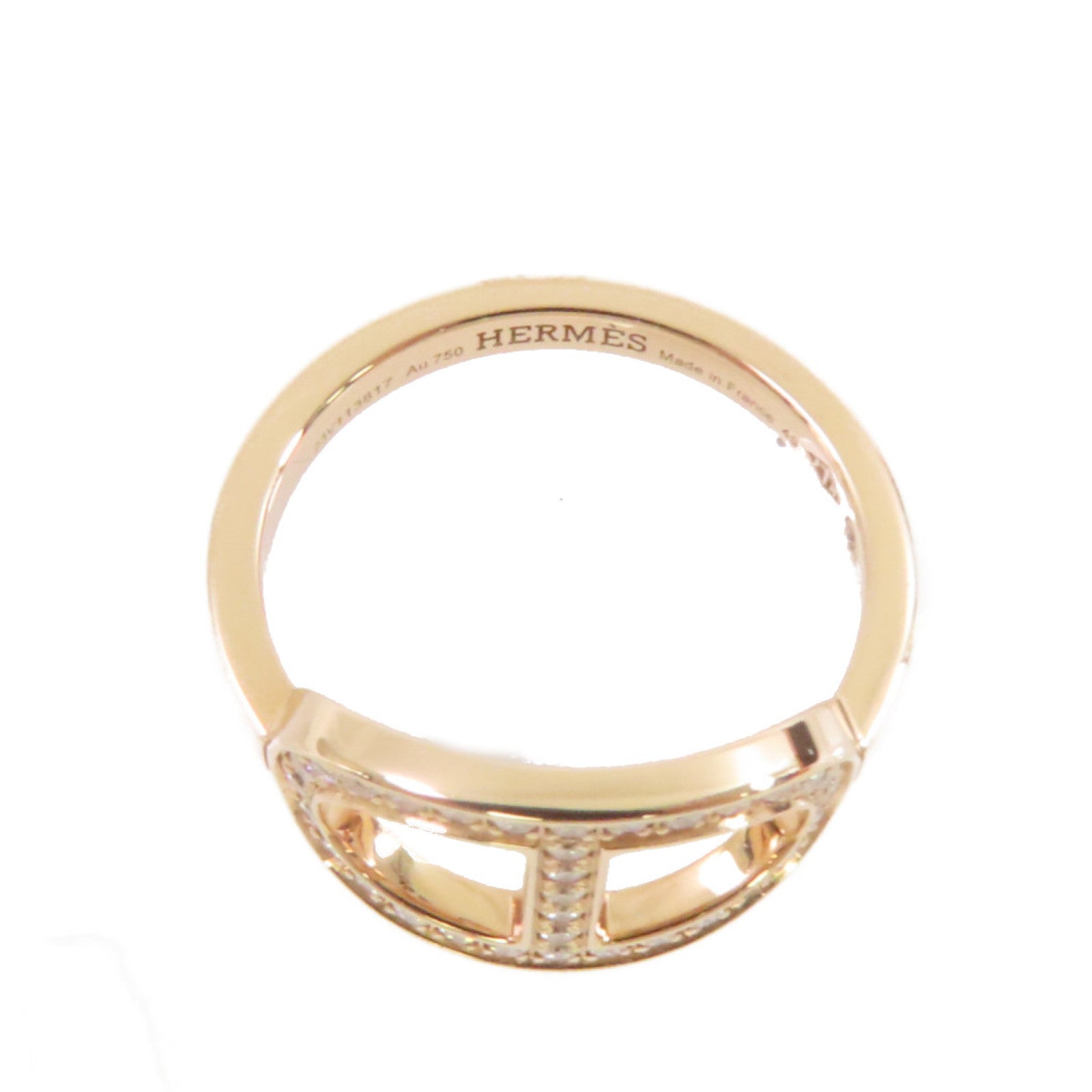 HERMES **【激減優惠】18K玫瑰金/鑽石Bague Chaine d'ancre Ring戒指#49/US#5