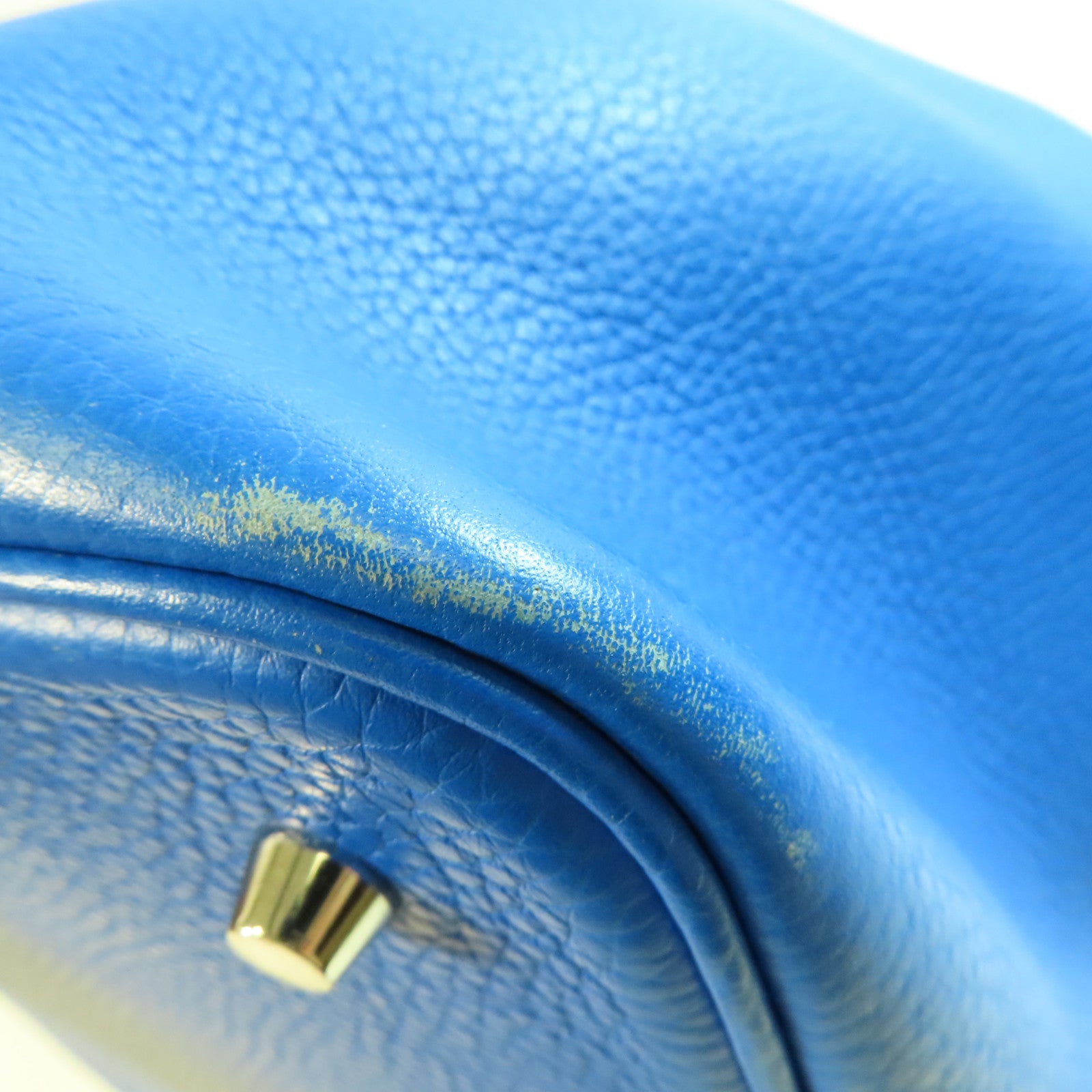 HERMES PHW Picotin MM Handbag Tote Clemence Leather Bleu Hydra
