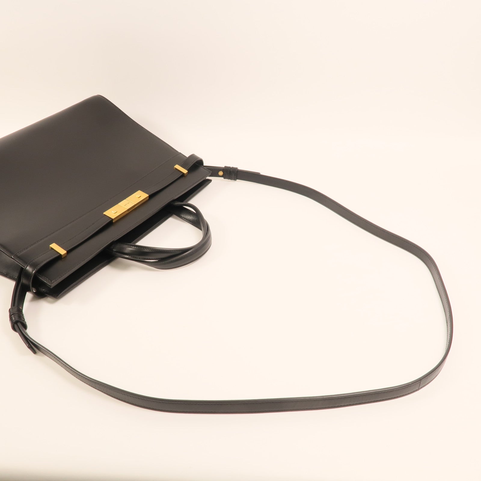 SAINT LAURENT 牛皮皮革Manhattan金扣手挽肩背兩用袋