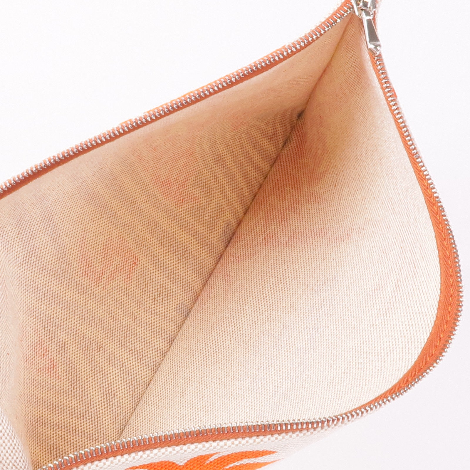 HERMES 帆布Le Bel Oasis Case銀扣手拿包