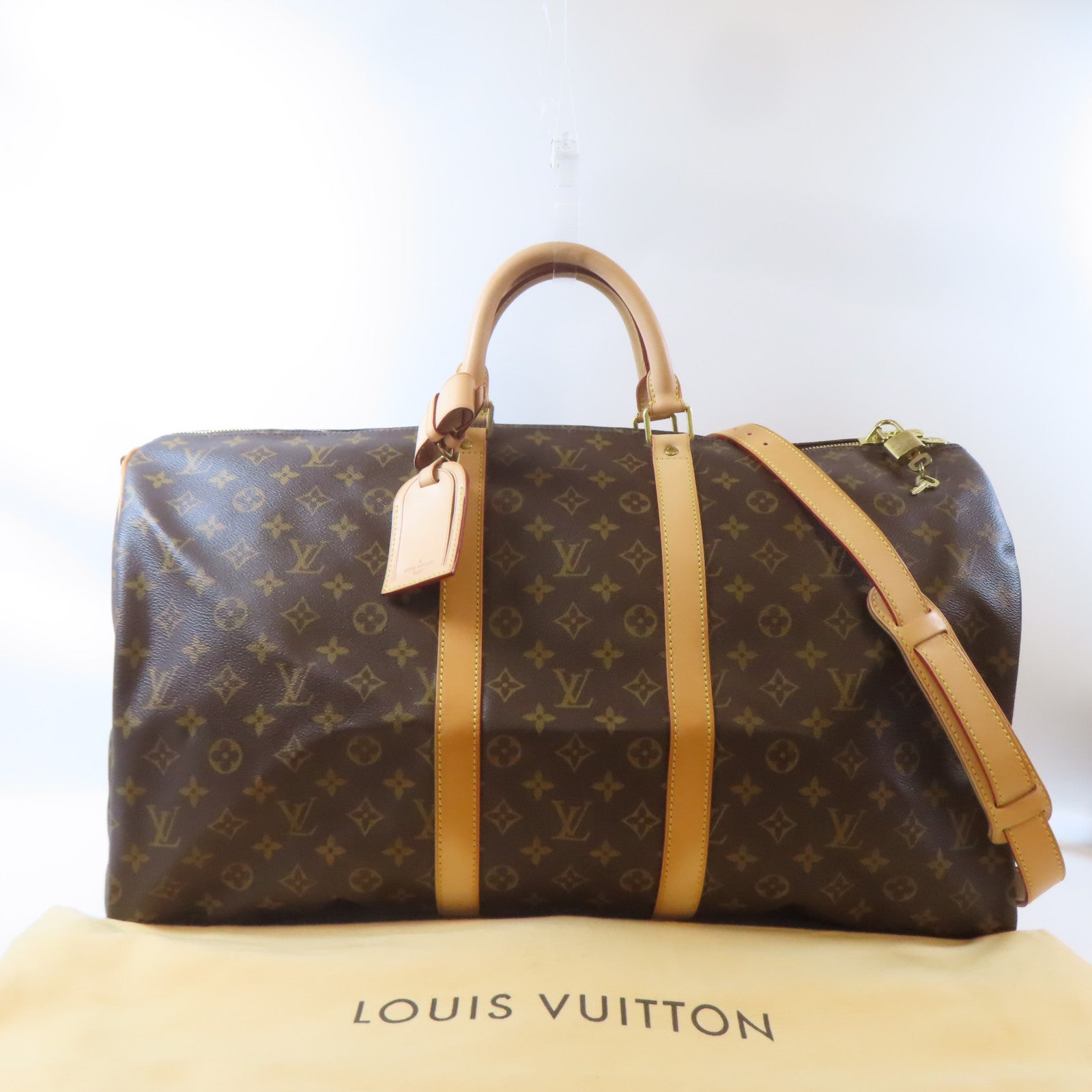 LOUIS VUITTON Monogram Keepall 55 Bamdoulie金扣手挽肩背兩用袋啡色