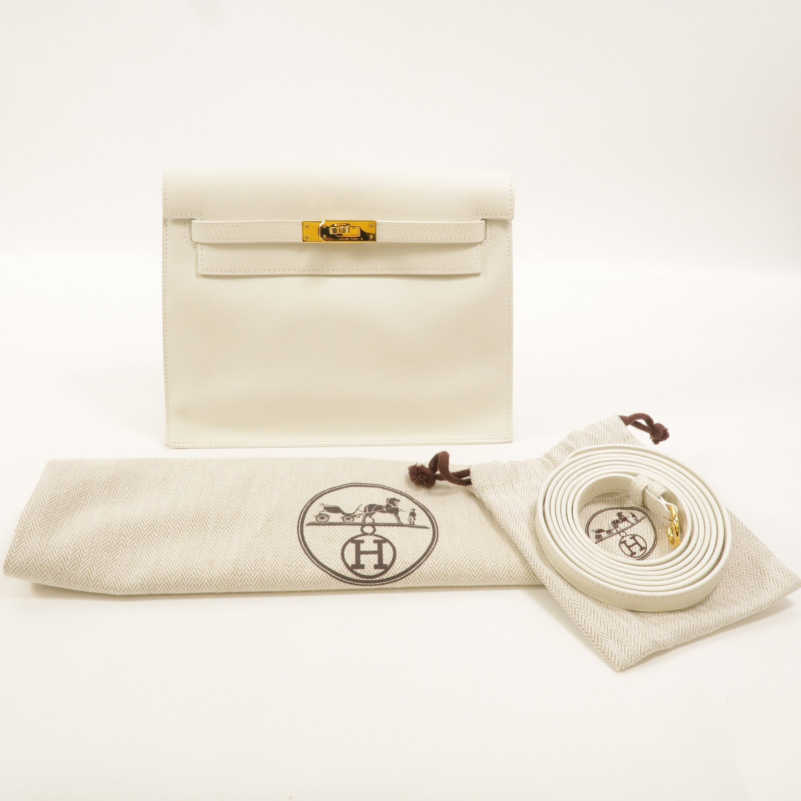 HERMES Evercolor皮革Kelly Danse II肩背袋Blanc