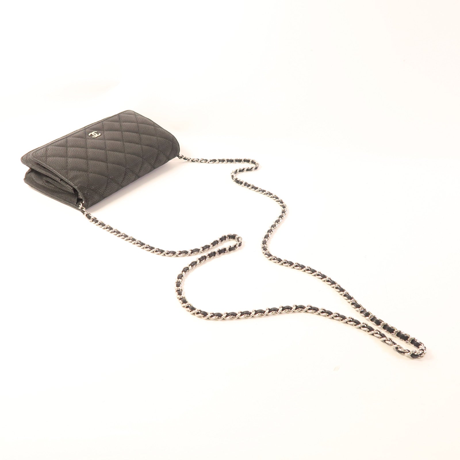 CHANEL 牛皮皮革WOC Wallet On Chain銀扣鏈帶肩背袋