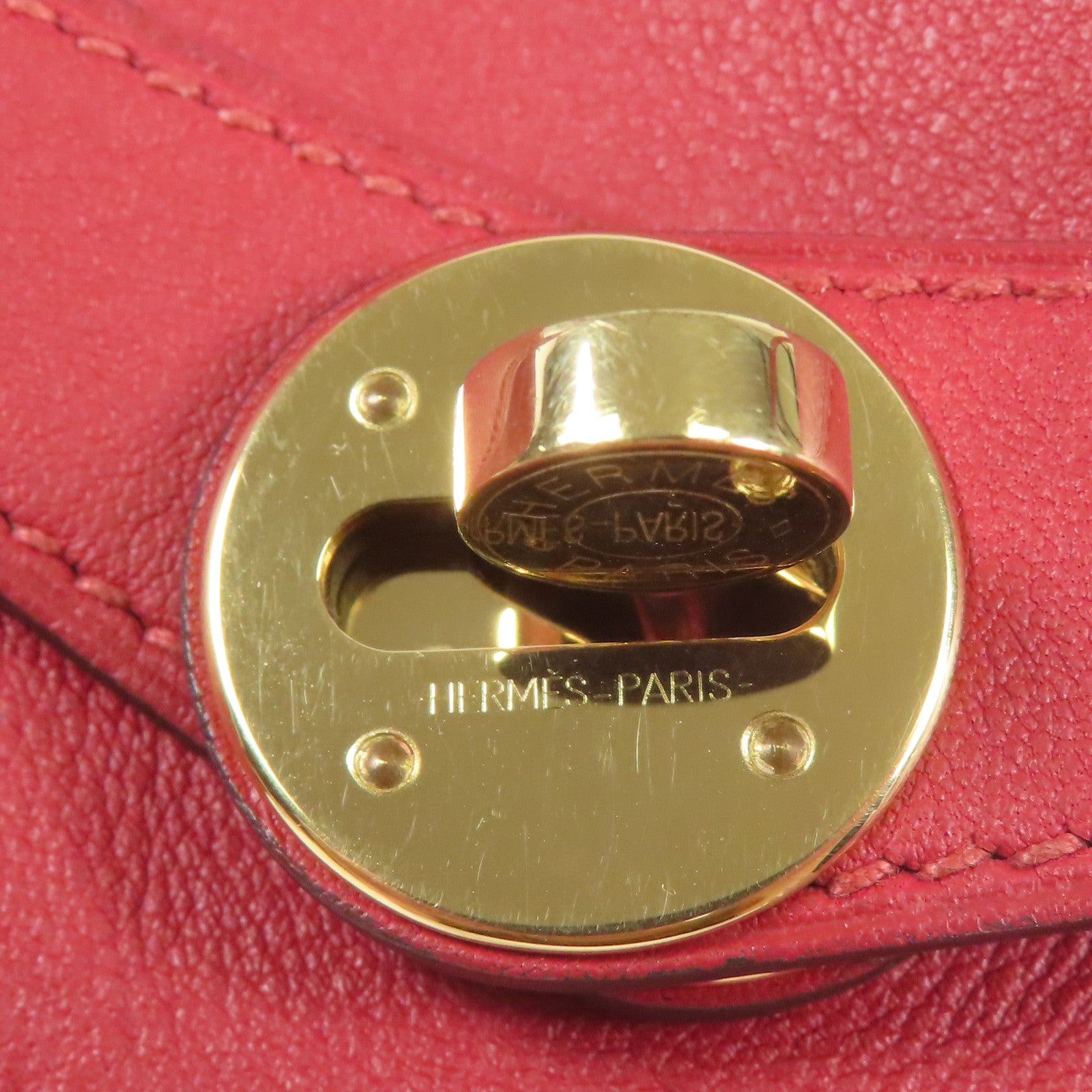 HERMES GHW Lindy 30 2 Way Shoulder Bag Veau Swift Leather Rouge Piment Red