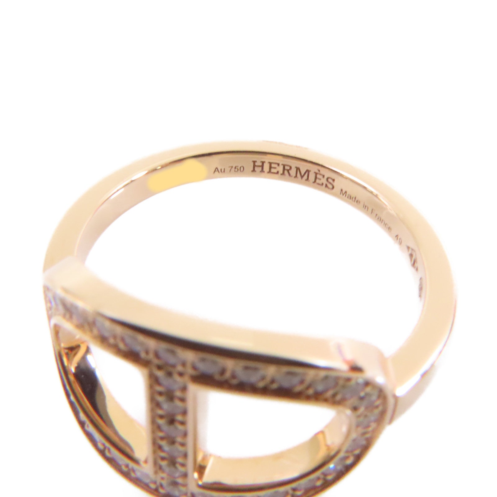 HERMES **【激減優惠】18K玫瑰金/鑽石Bague Chaine d'ancre Ring戒指#49/US#5