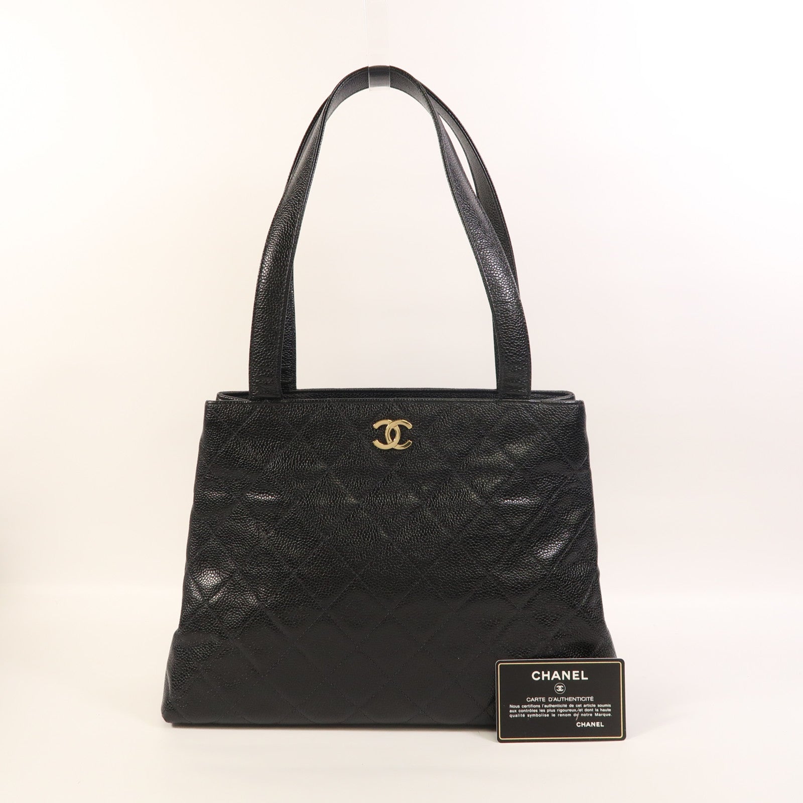 CHANEL 牛皮皮革Vintage Tote Bag金扣肩背袋