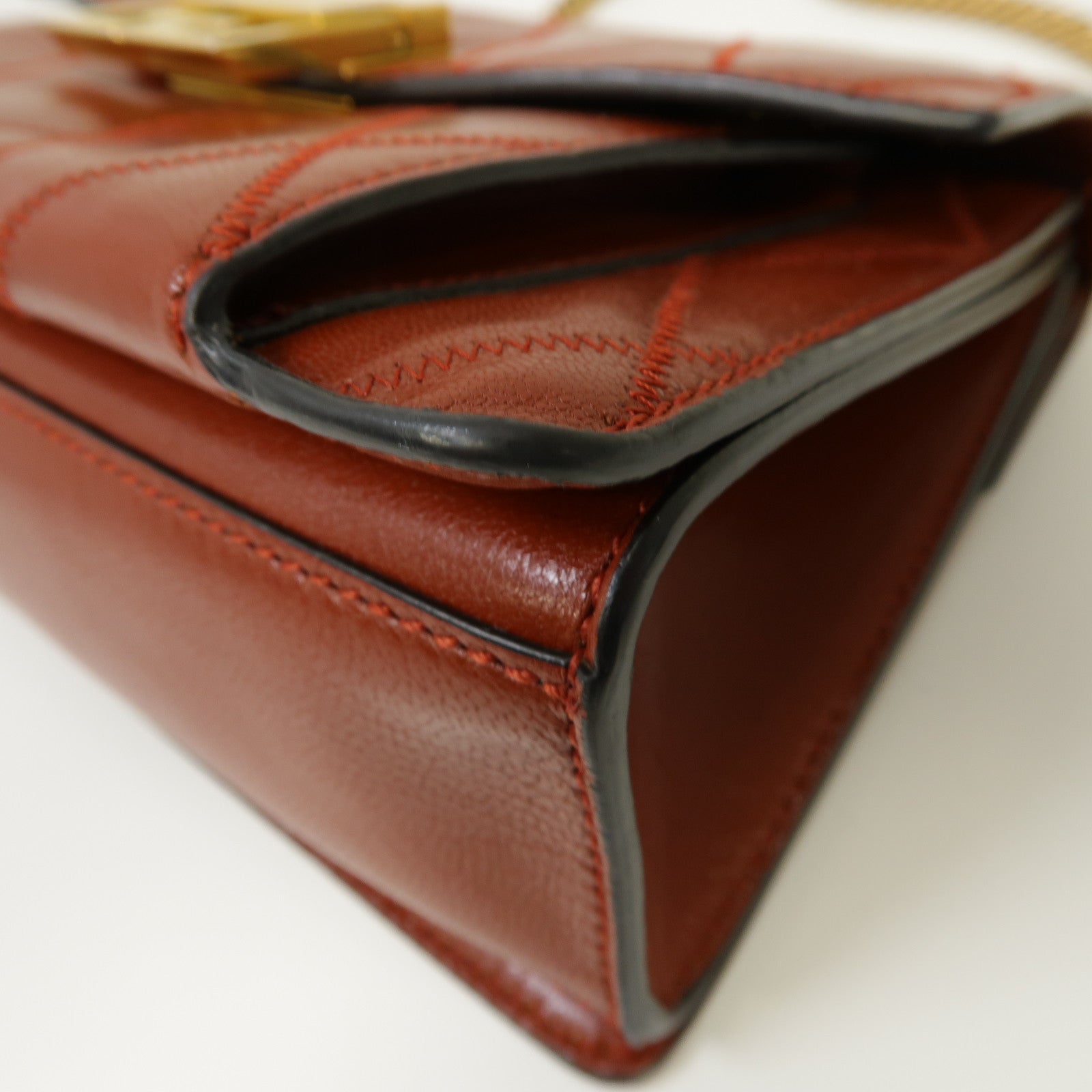 GIVENCHY 牛皮皮革Shoulder Bag金扣手挽肩背兩用袋紅色