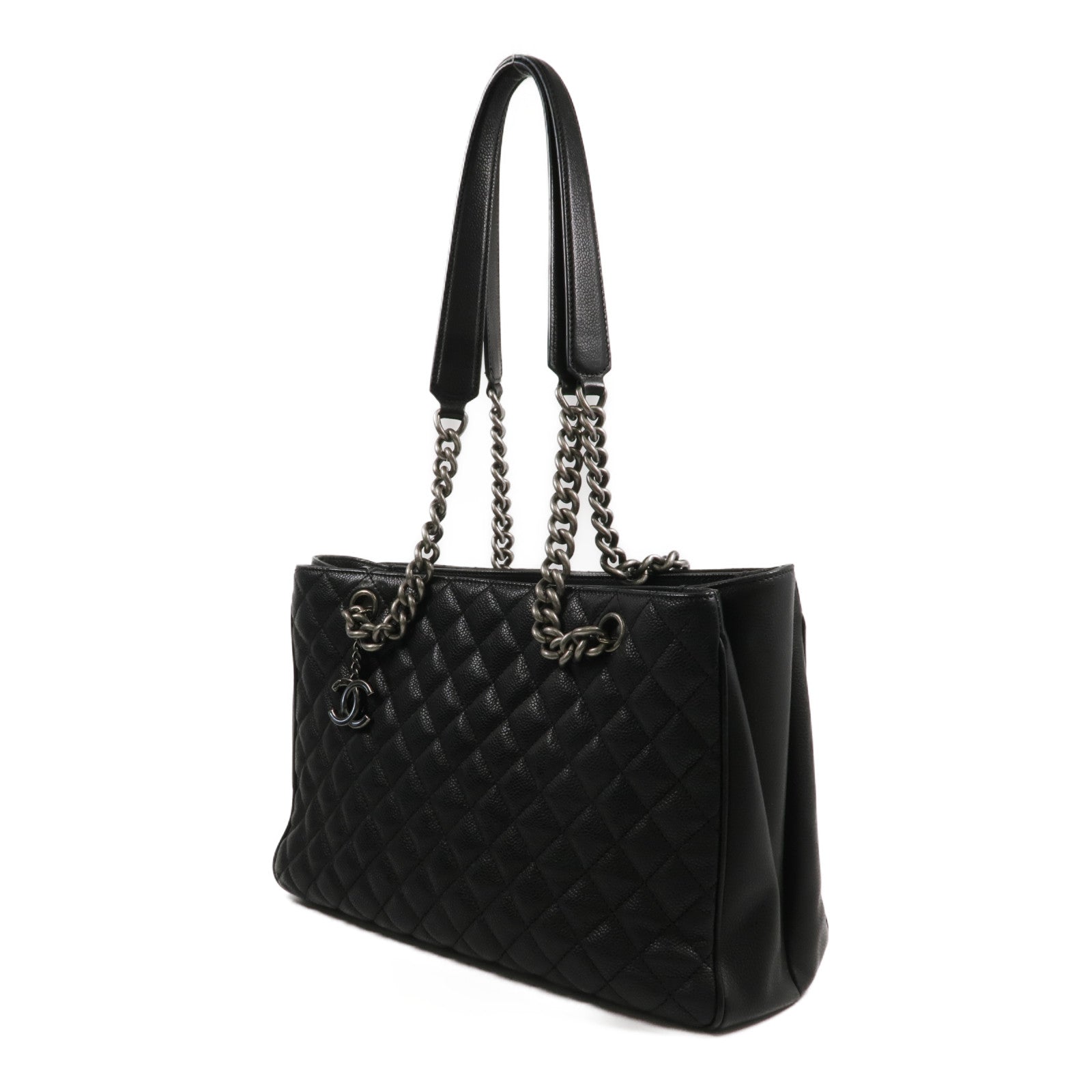 CHANEL 牛皮皮革Chain Shoulder銀扣鏈帶肩背袋