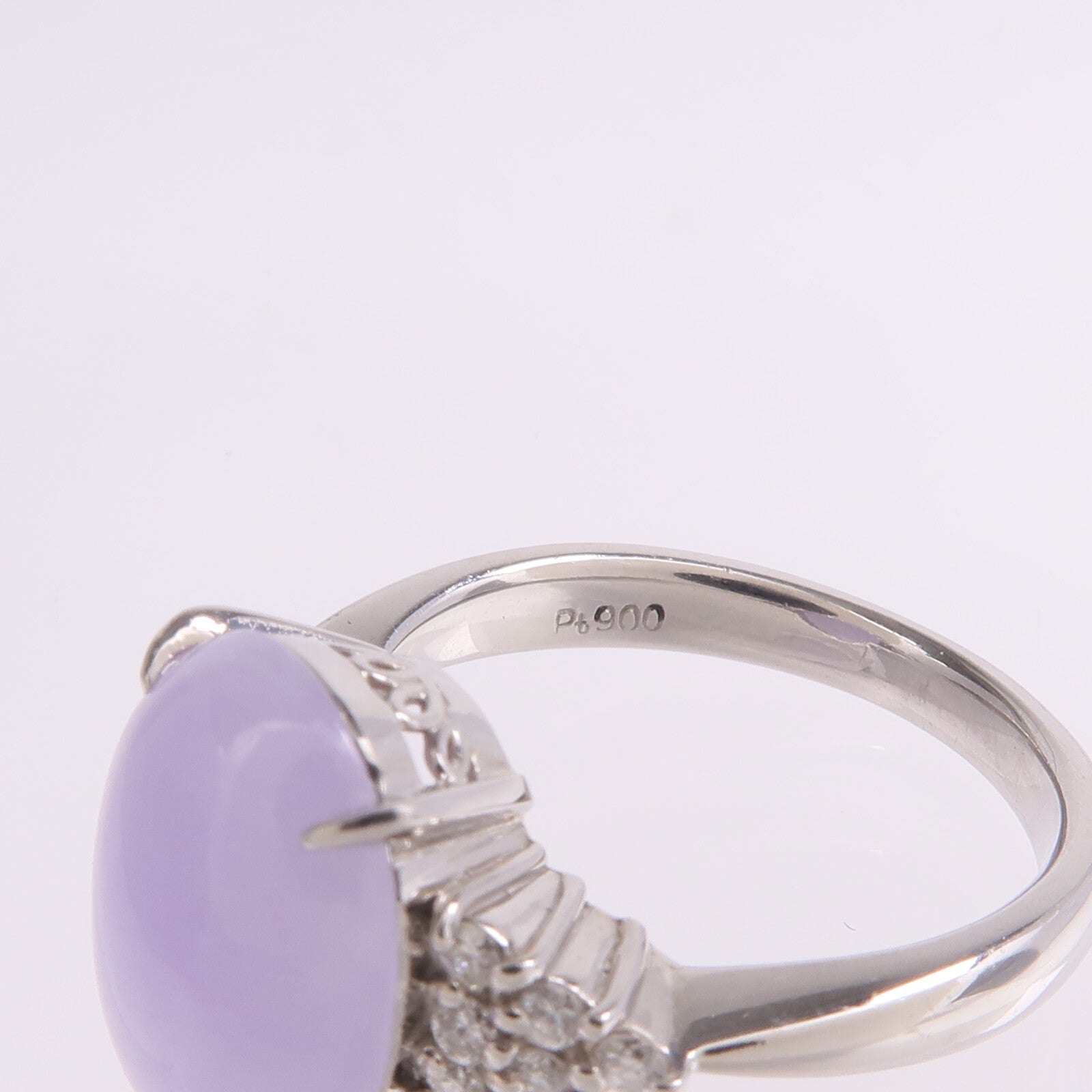 JEWELRY PT900鉑金Lavender Jade Diamond Ring薰衣草翡翠/鑽石戒指US#6.75