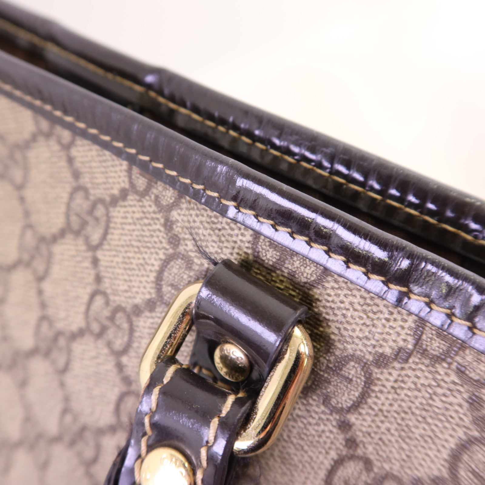 GUCCI 塗層帆布Tote Bag金扣肩背袋
