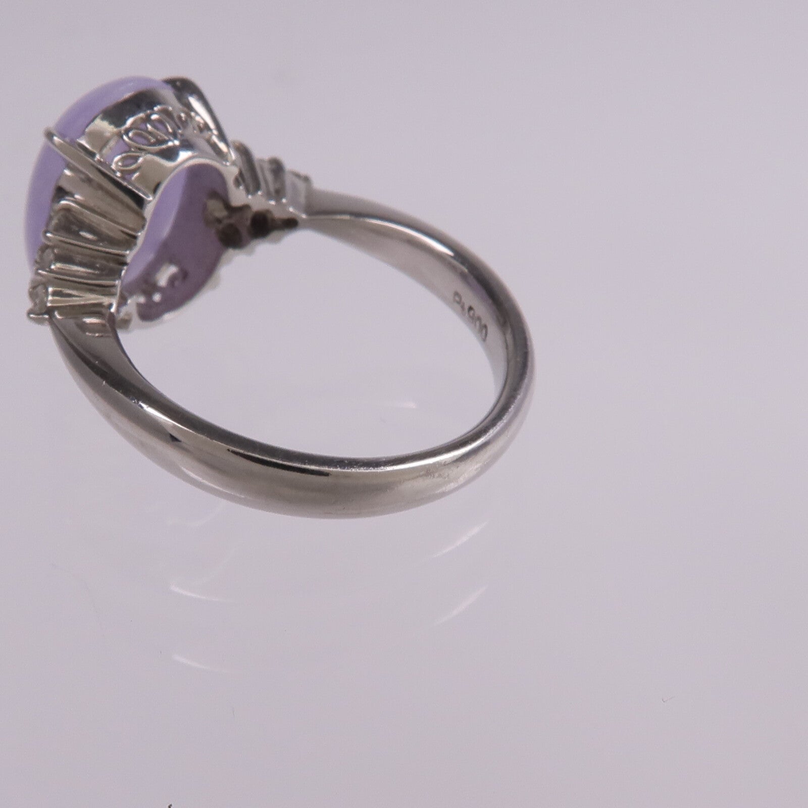 JEWELRY PT900鉑金Lavender Jade Diamond Ring薰衣草翡翠/鑽石戒指US#6.75