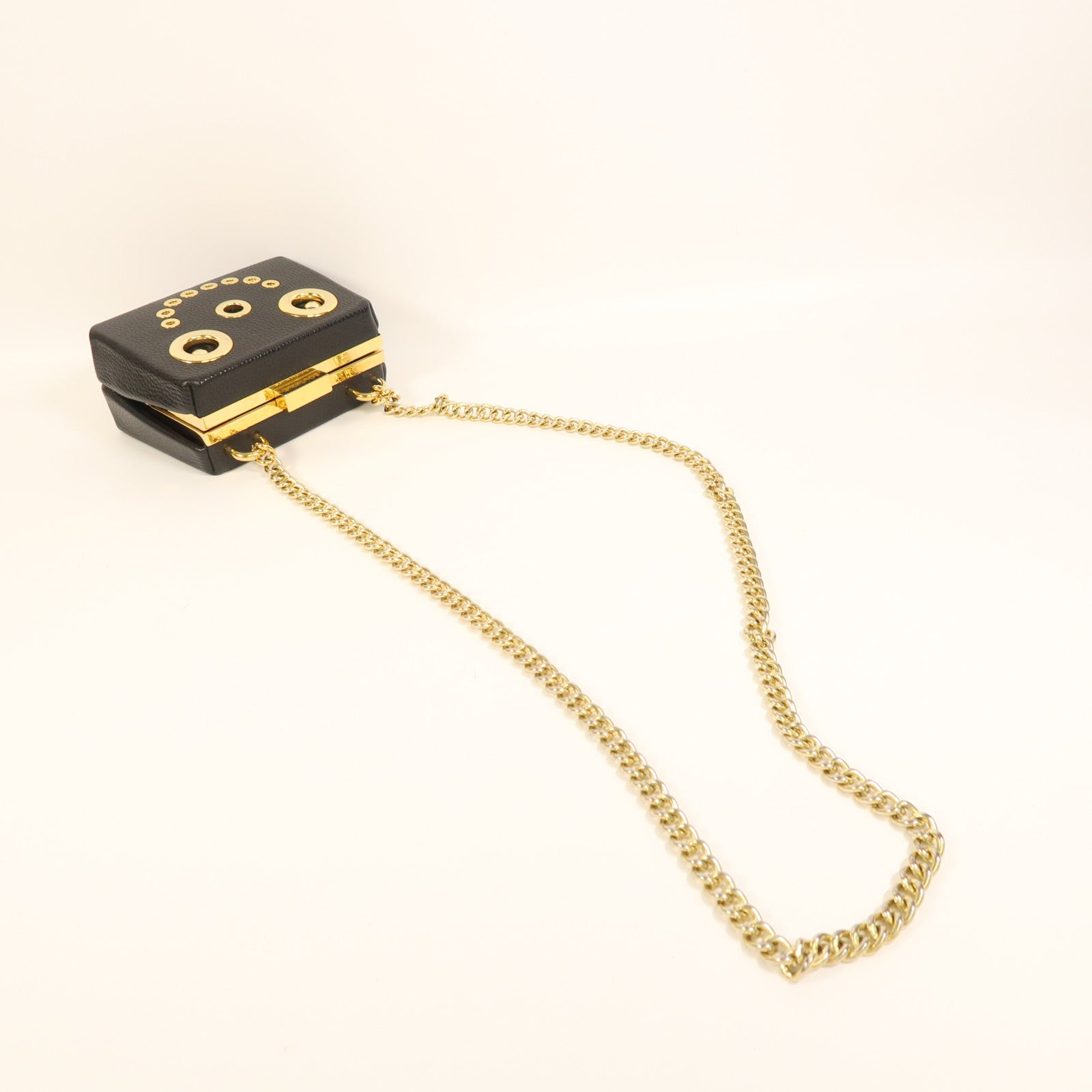 MOSCHINO 牛皮皮革Chain Shoulder金扣鏈帶肩背袋