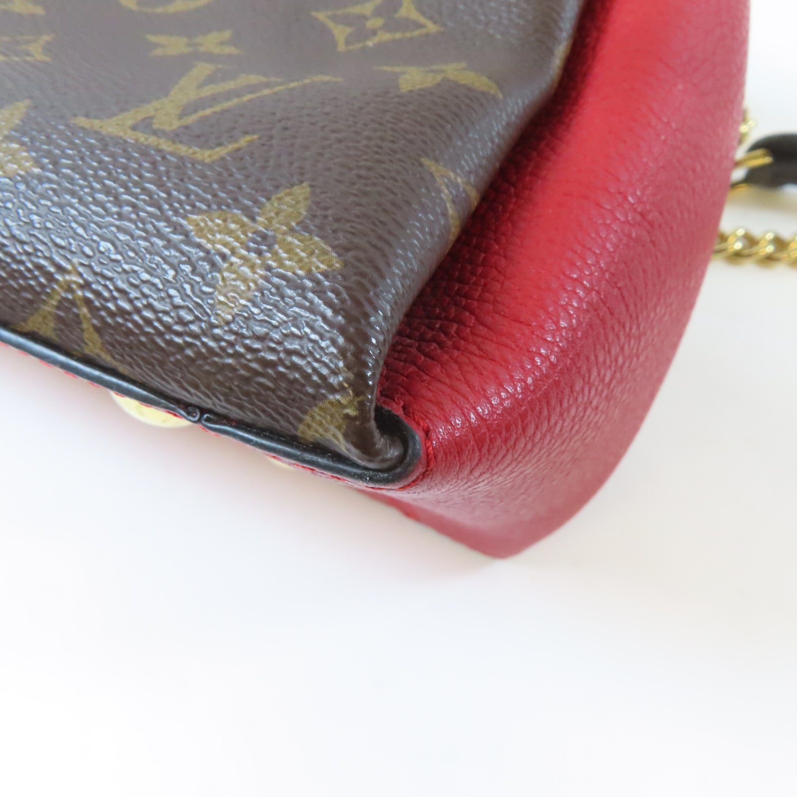 LOUIS VUITTON 【清倉大減價】Monogram Surene BB金扣肩背袋啡色/紅色