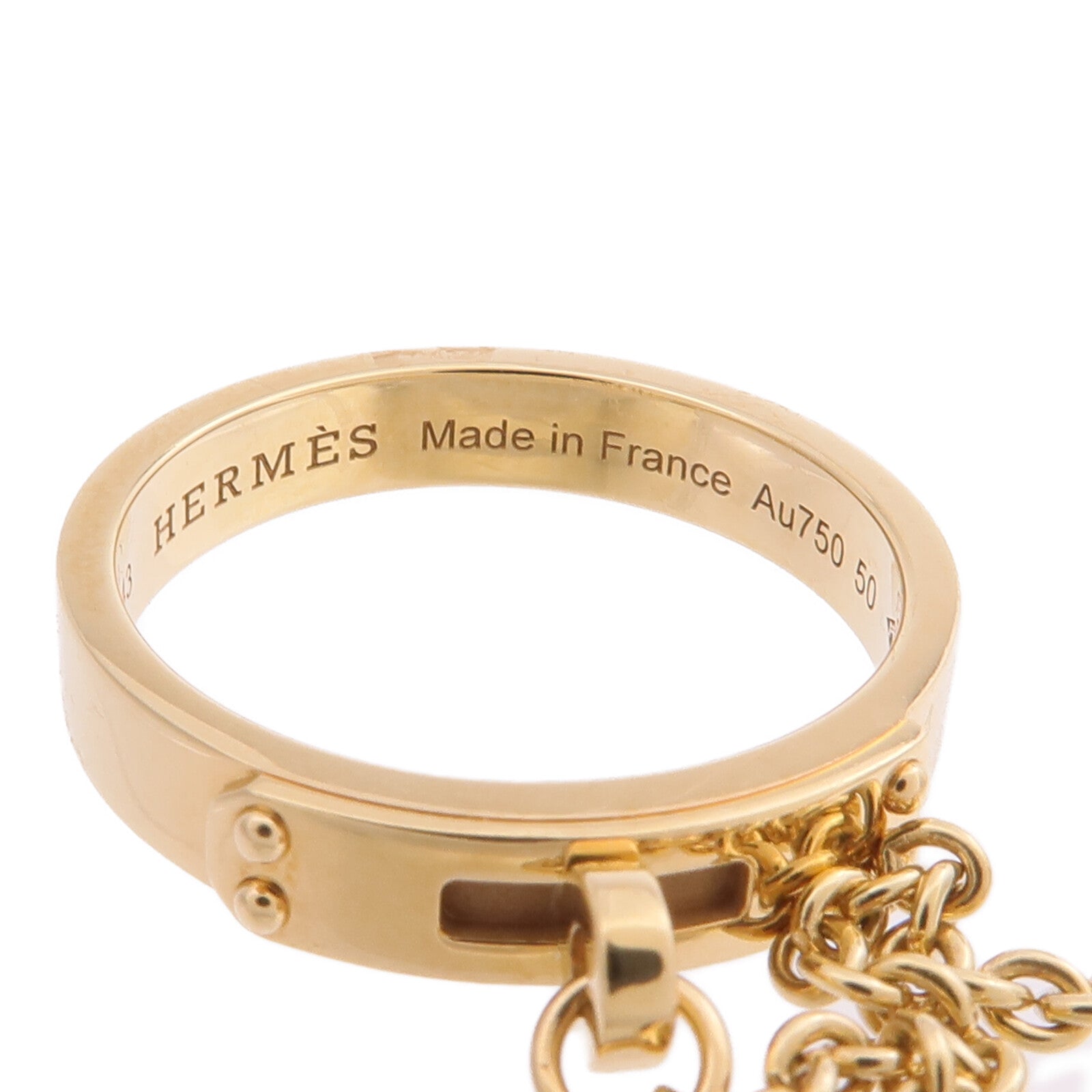 HERMES 18K黃金Bague Kelly TPM Double戒指Hermes#50/US#5.25