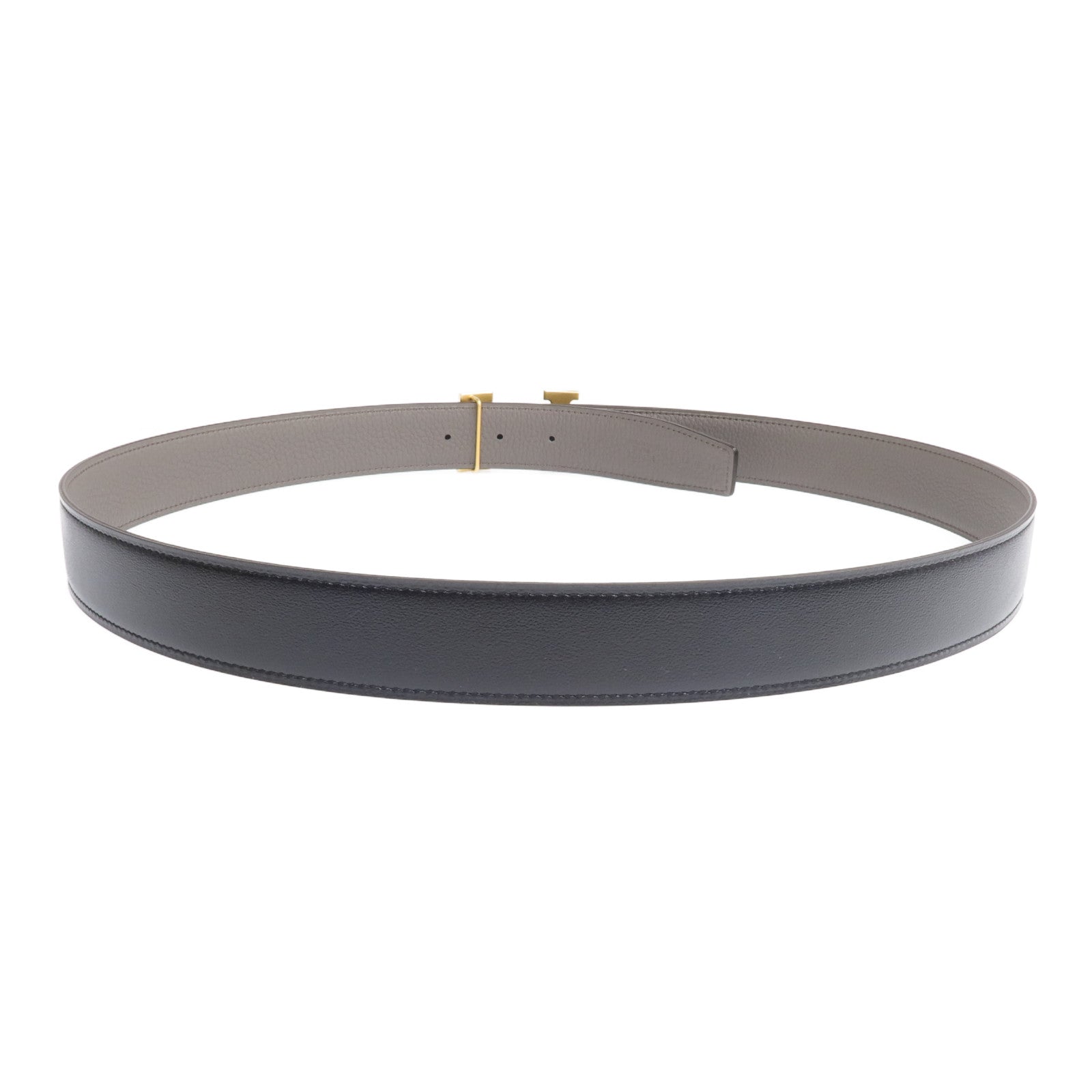 HERMES 【激減優惠】Swift/Epsom皮革H Belt金扣皮帶Etain/Noir