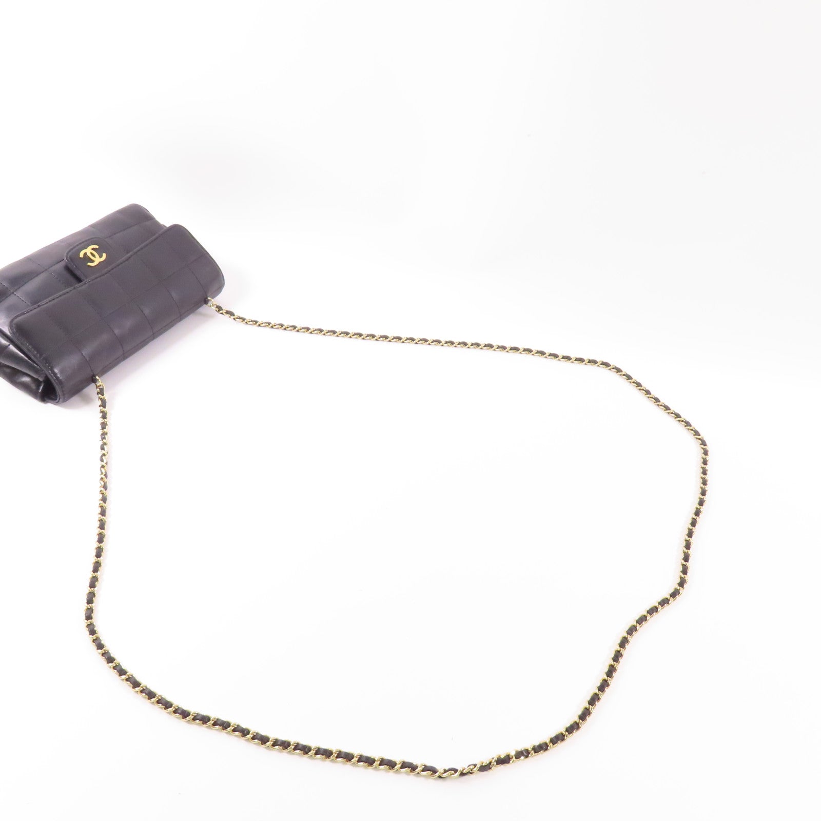 CHANEL 牛皮皮革Chain Shoulder金扣鏈帶肩背袋