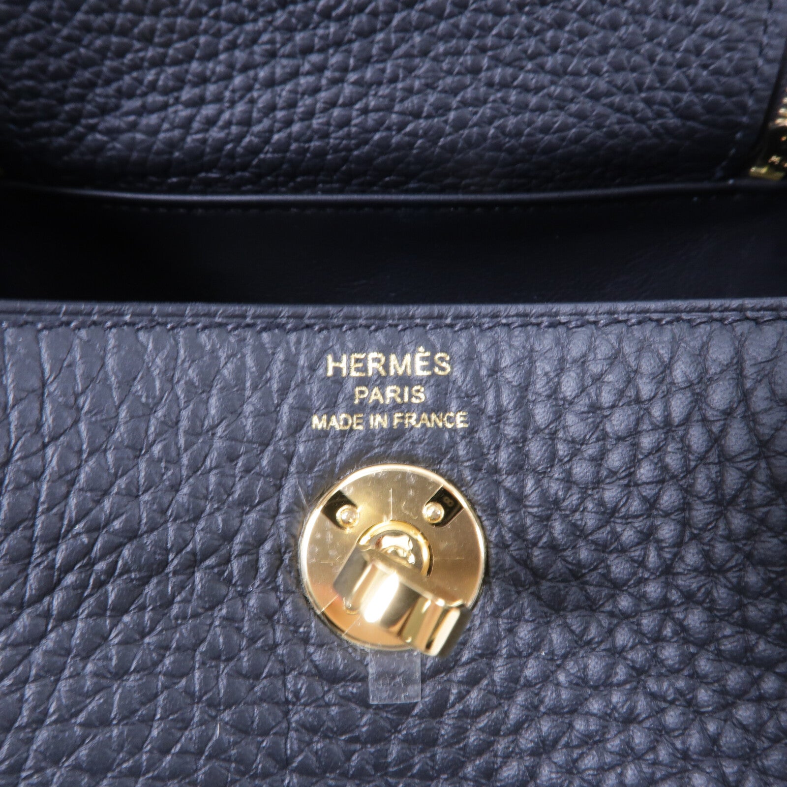 HERMES Clemence皮革Mini Lindy手挽肩背兩用袋Noir