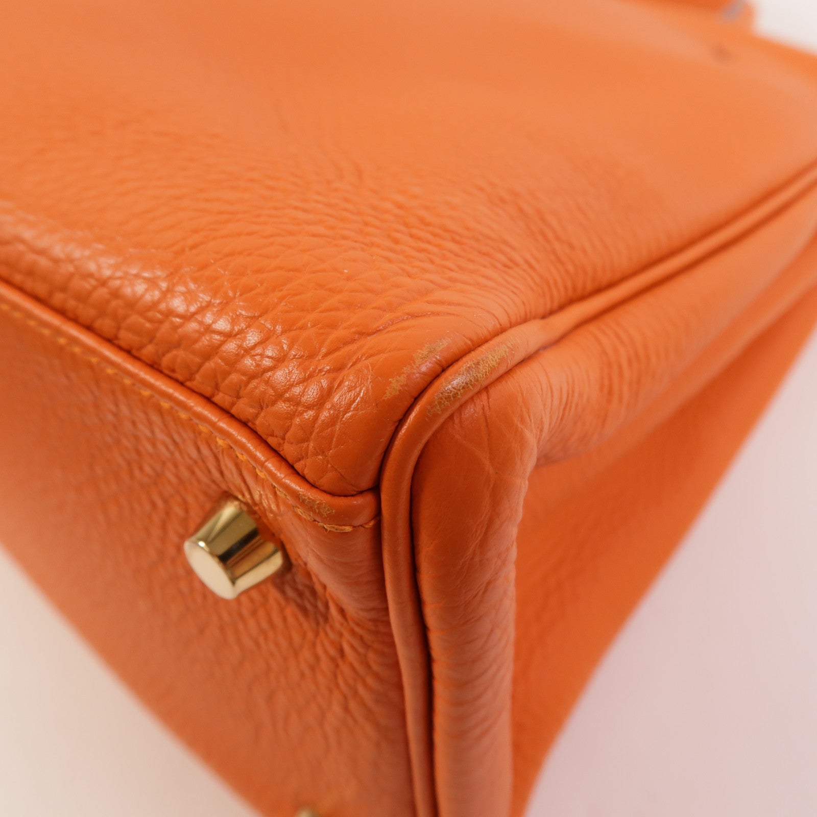 HERMES Clemence皮革Kelly 35手挽肩背兩用袋Orange