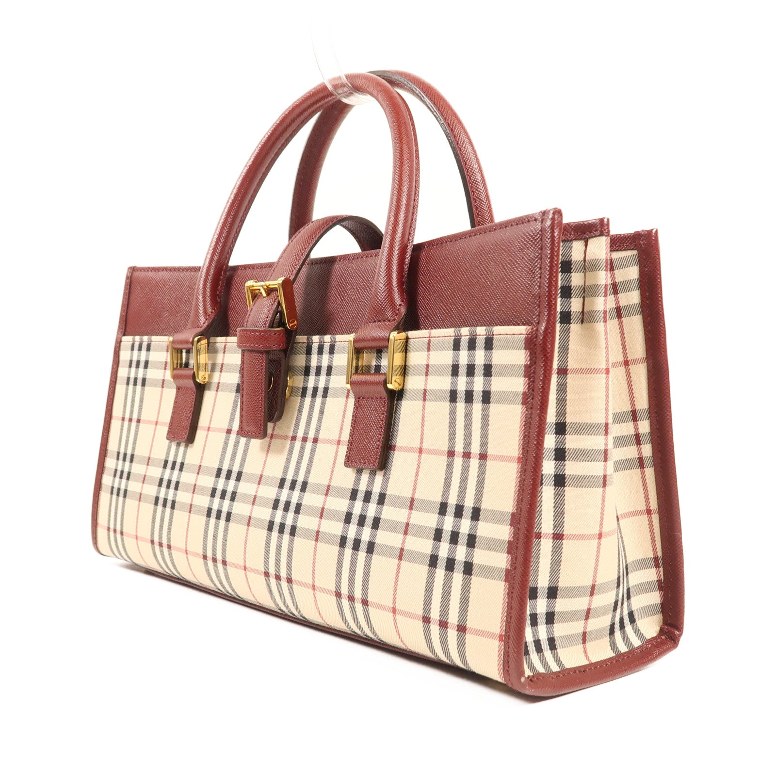 BURBERRY 帆布/牛皮皮革Hand Bag金扣手挽袋