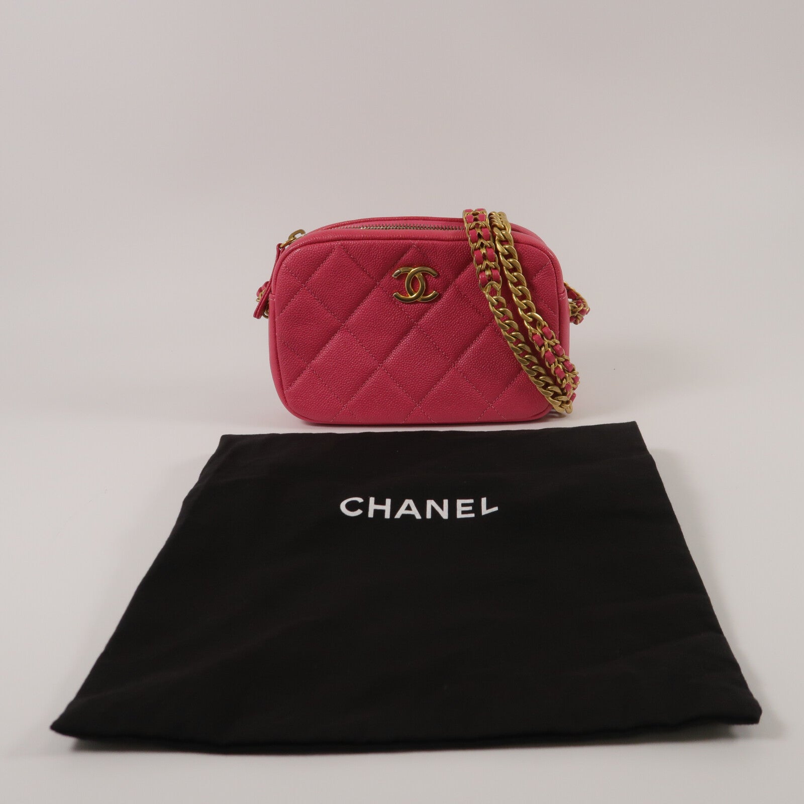 CHANEL 牛皮皮革Camera Bag鏈帶肩背袋