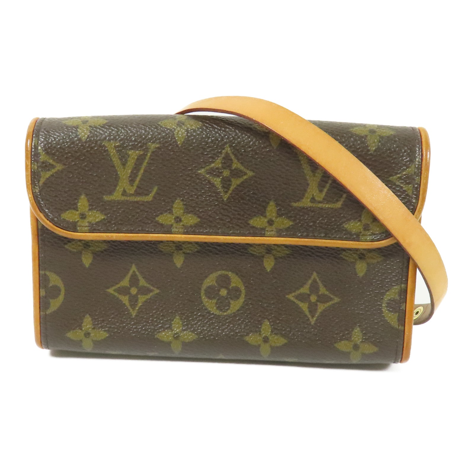 LOUIS VUITTON Monogram Pochette Florentine金扣腰包棕色