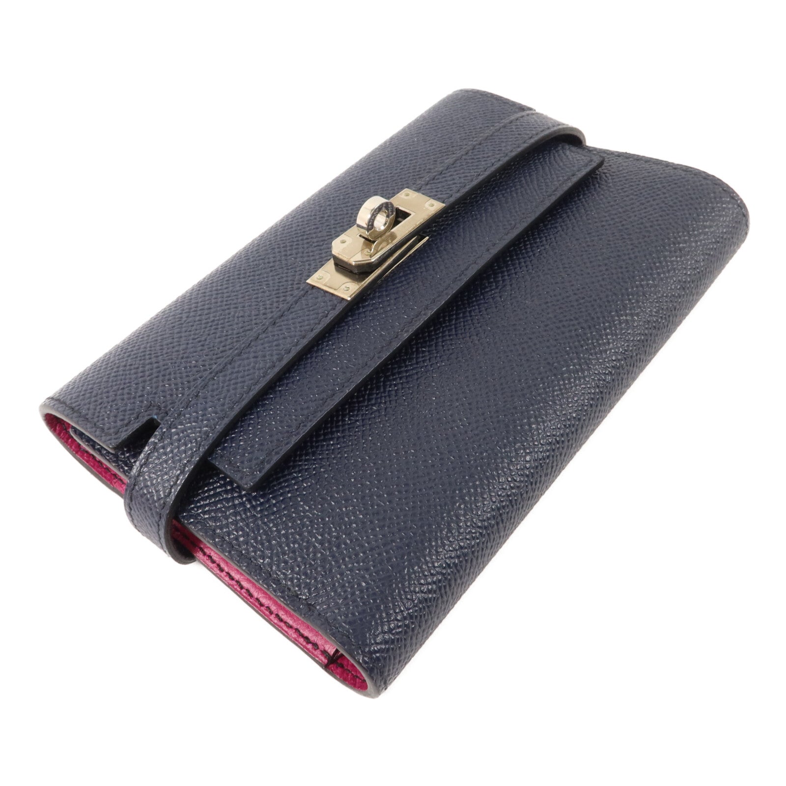 HERMES Epsom皮革Kelly Depliant Medium Wallet錢包Bleu Nuit
