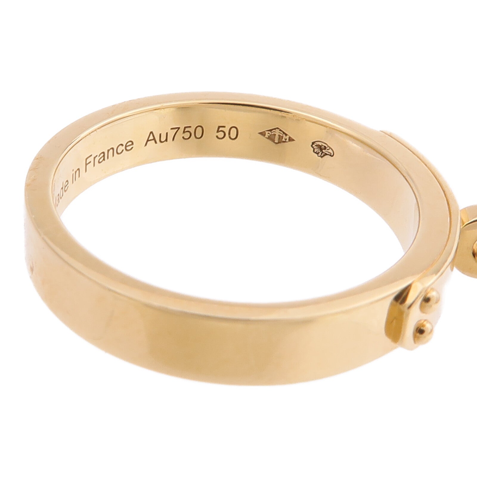 HERMES 18K黃金Bague Kelly TPM Double戒指Hermes#50/US#5.25