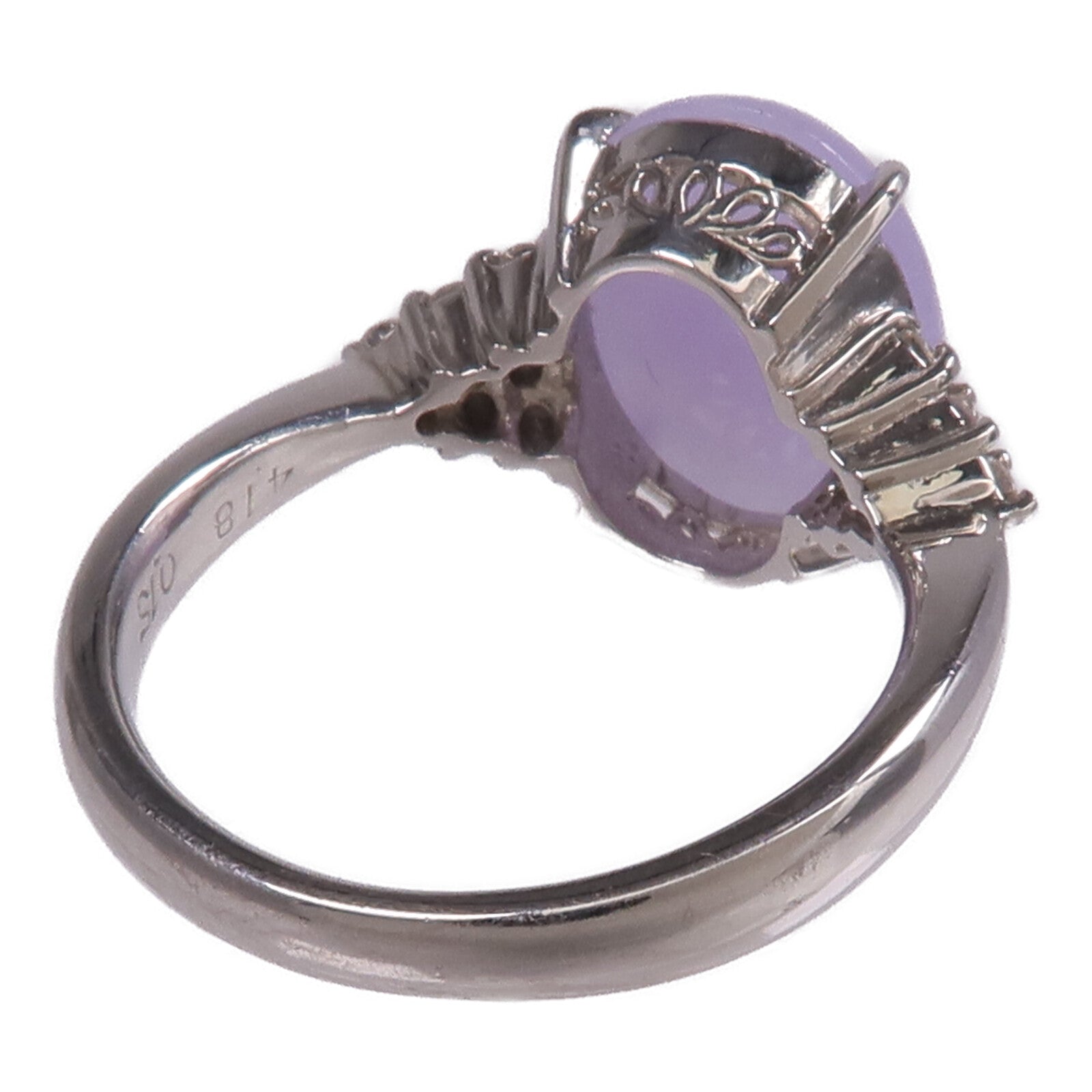 JEWELRY PT900鉑金Lavender Jade Diamond Ring薰衣草翡翠/鑽石戒指US#6.75