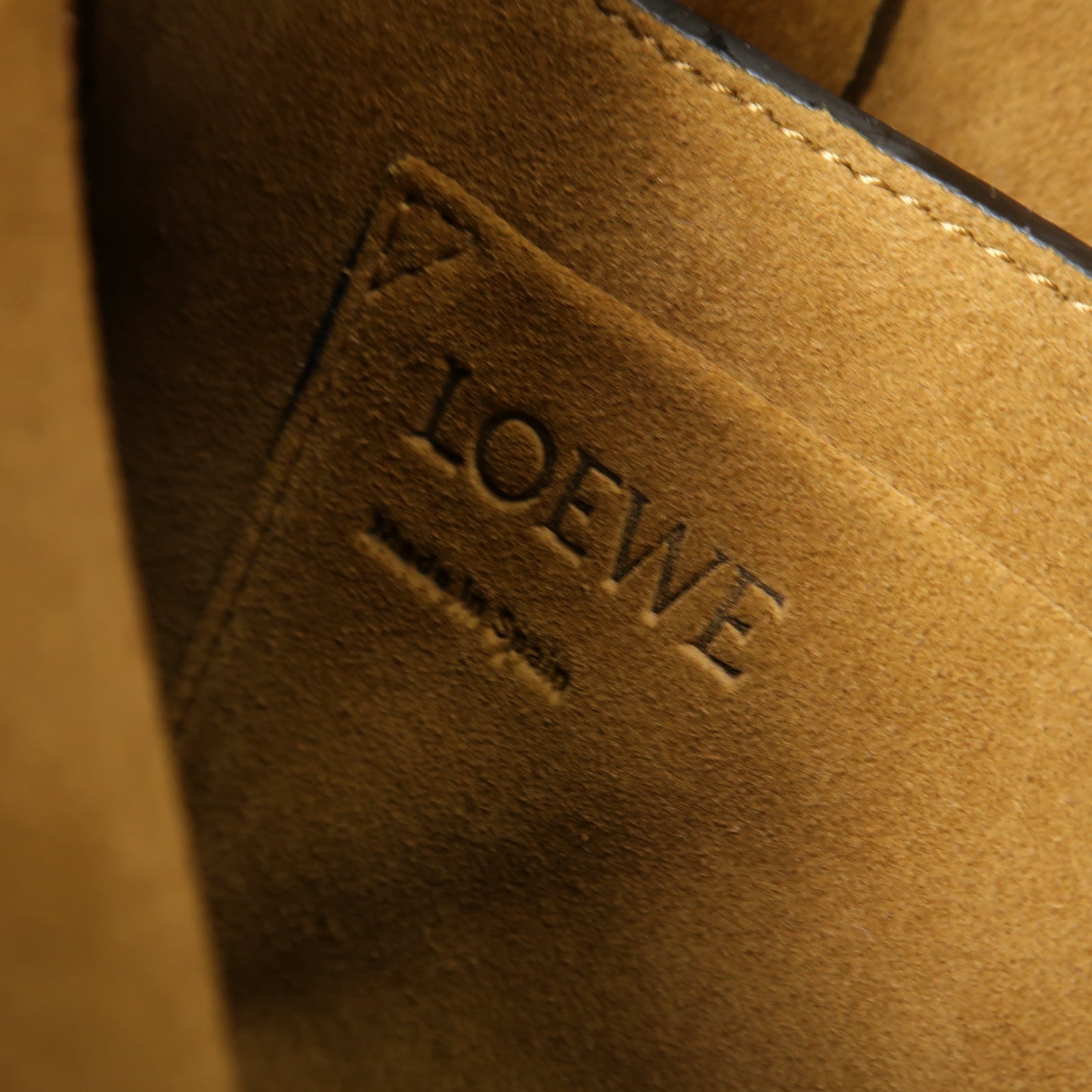 LOEWE 牛皮皮革Gate Small金扣肩背袋棕色/灰色